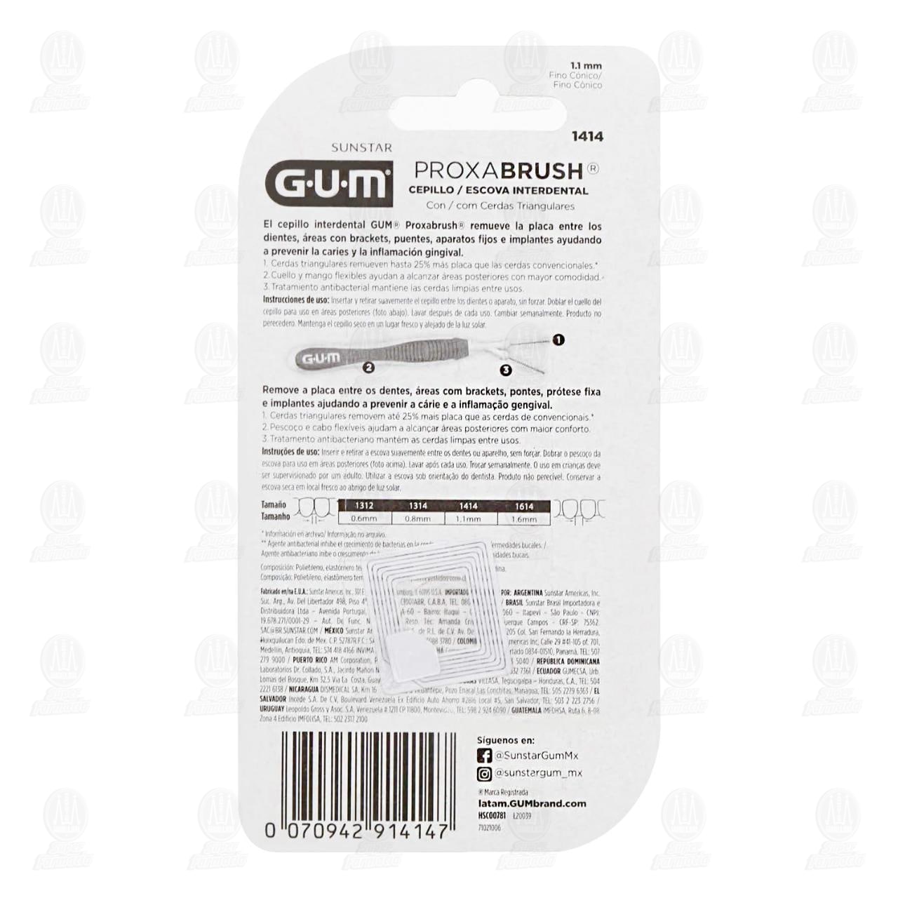 Cepillo Interdental Gum Proxabrush Fino Cónico, 6 pzas. image number 1