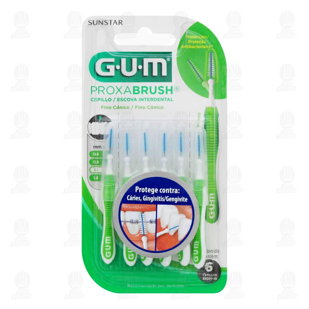 Cepillo Interdental Gum Proxabrush Fino Cónico, 6 pzas.