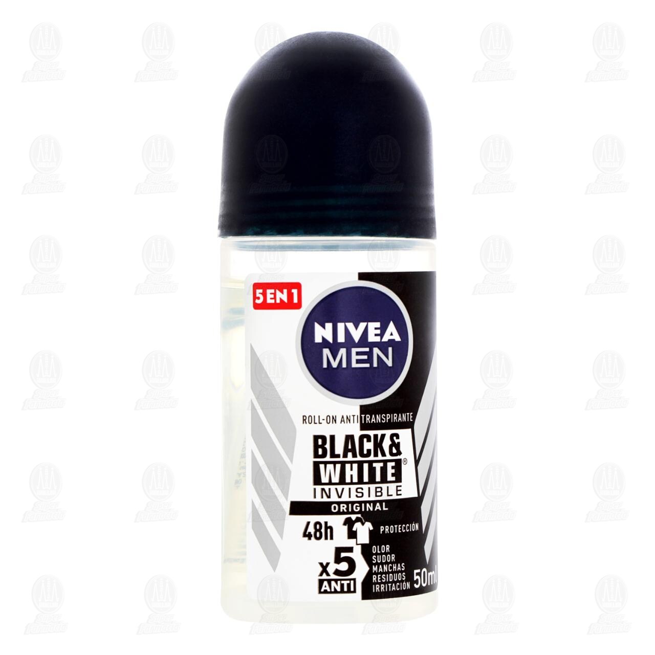 Nivea Men Antitranspirante Black & White Invisible Original Roll-On, 50 ml.