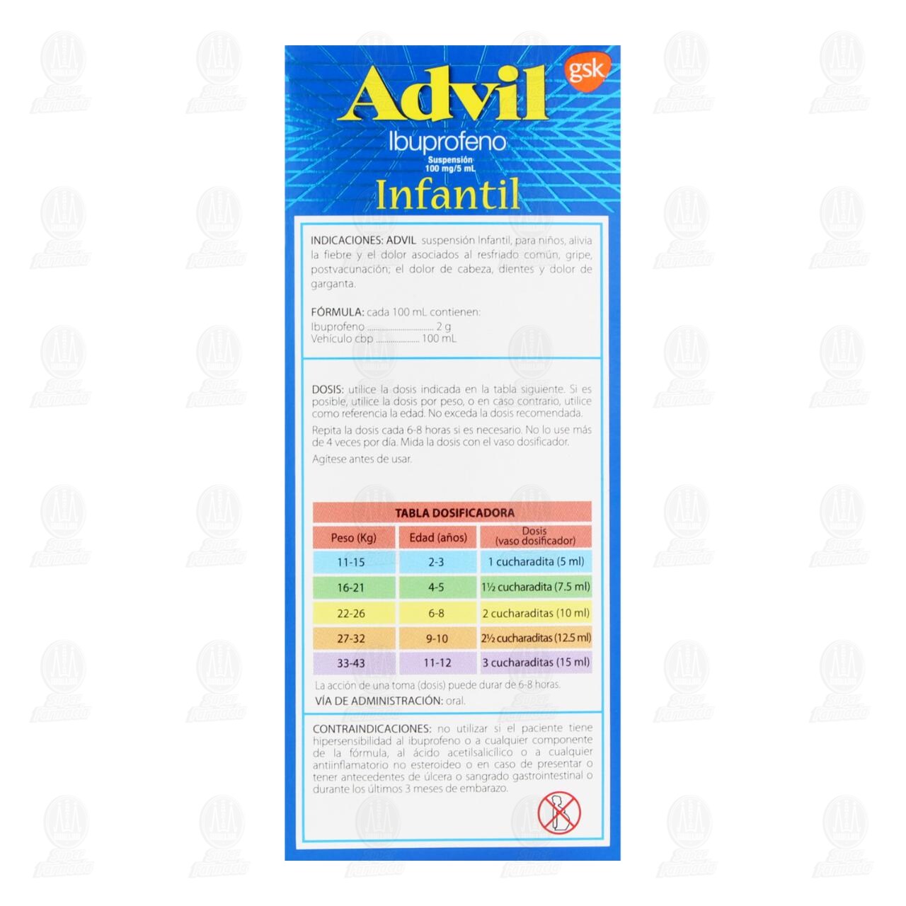 Advil Infantil 100mg/5ml Suspensi&oacute;n, 100 ml. image number 2