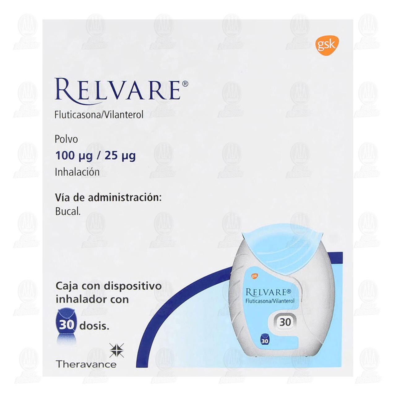 Relvare Polvo para Inhalaci&oacute;n 100mcg/25mcg, 30 Dosis. image number 1