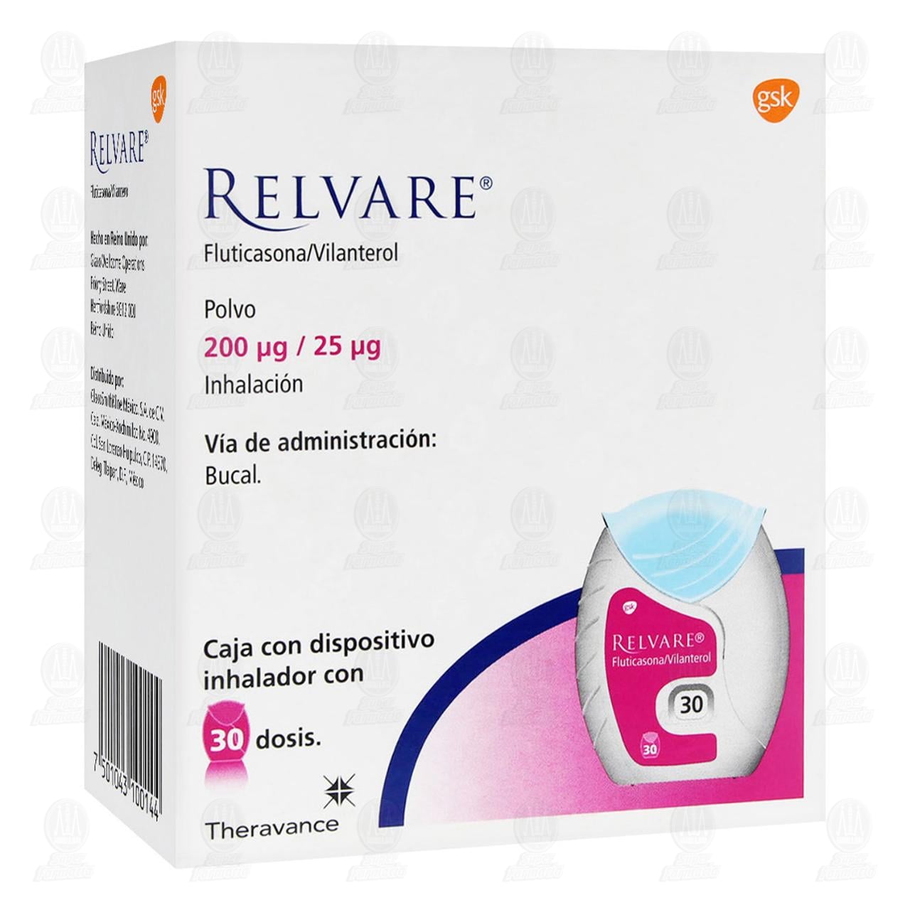 Relvare Polvo para Inhalaci&oacute;n 200mcg/25mcg, 30 Dosis. image number 0