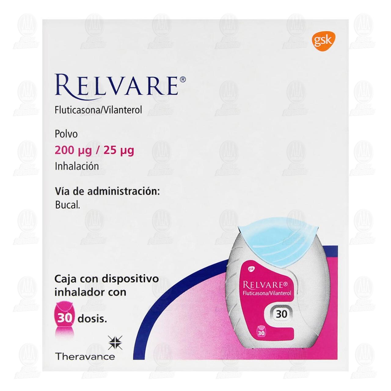 Relvare Polvo para Inhalaci&oacute;n 200mcg/25mcg, 30 Dosis. image number 1