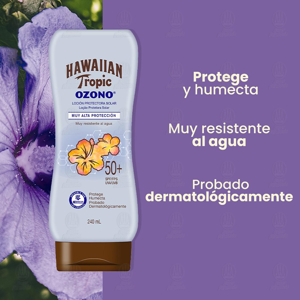 Protector Solar Hawaiian Tropic Ozono en Loción FPS50+, 240 ml. image number 3