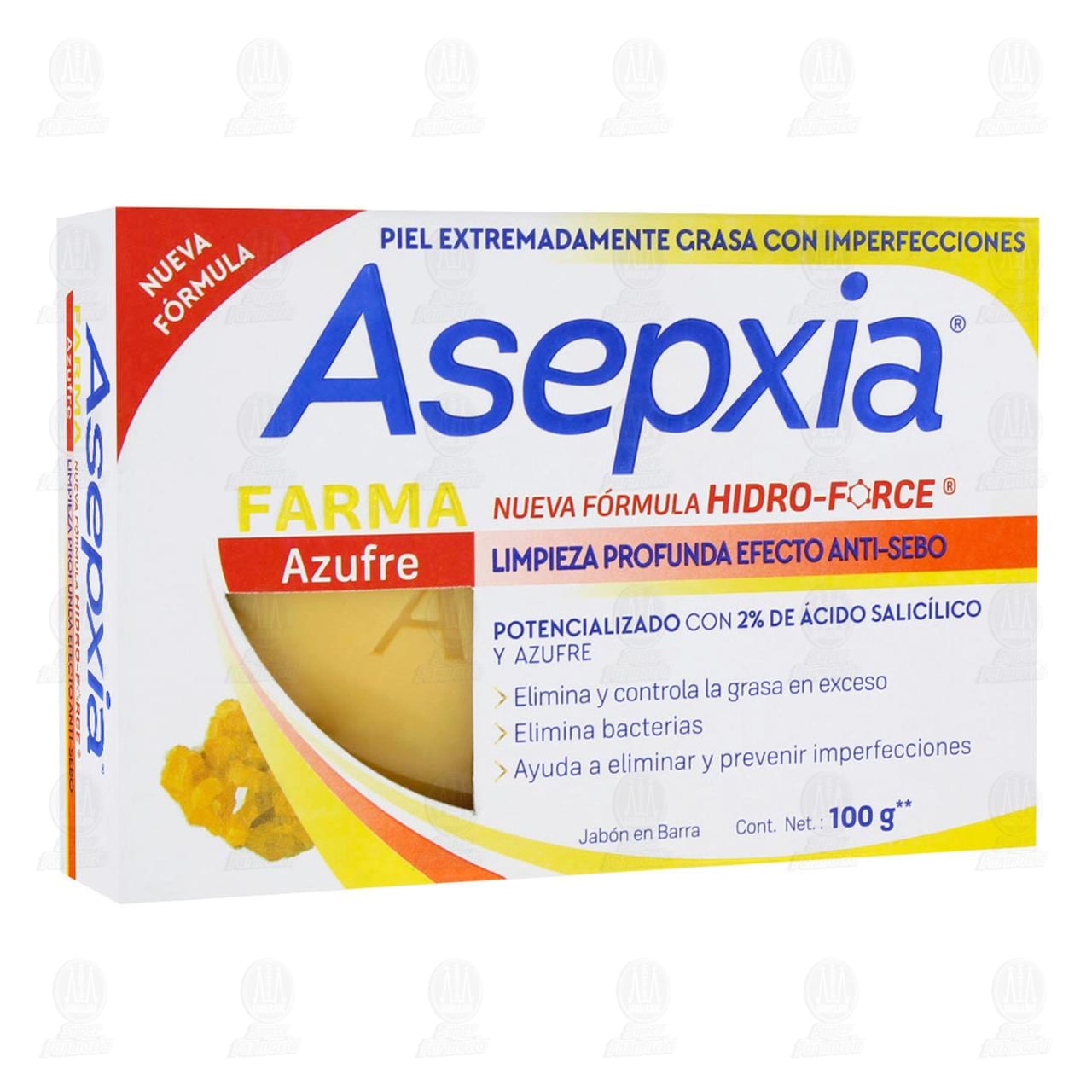 Jab&oacute;n Asepxia Farma Azufre en Barra, 100 gr. image number 0