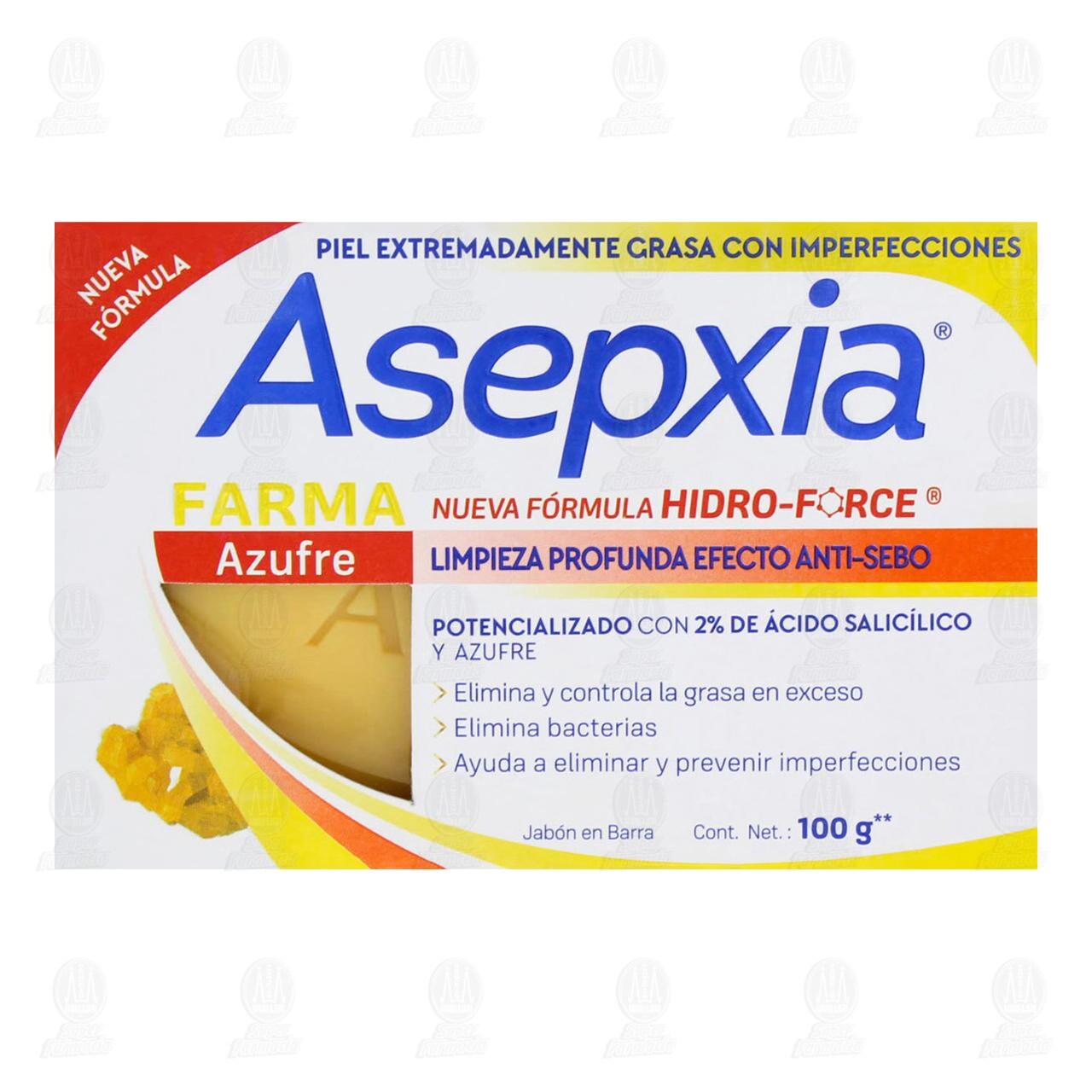 Jab&oacute;n Asepxia Farma Azufre en Barra, 100 gr. image number 1