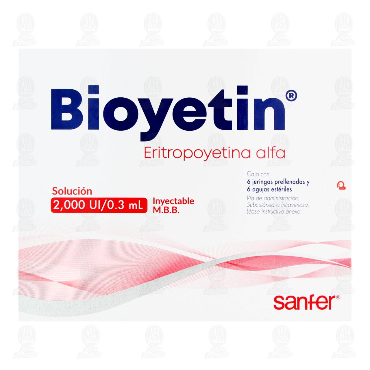 Bioyetin 2000UI/0.3ml Soluci&oacute;n Inyectable, 6 Jeringas Prellenadas. image number 1