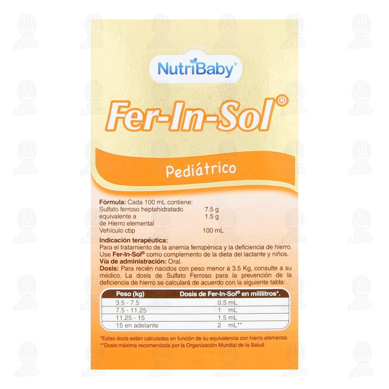 Fer-In-Sol 75mg/ml, 50 ml Soluci&oacute;n Pedi&aacute;trico. image number 2