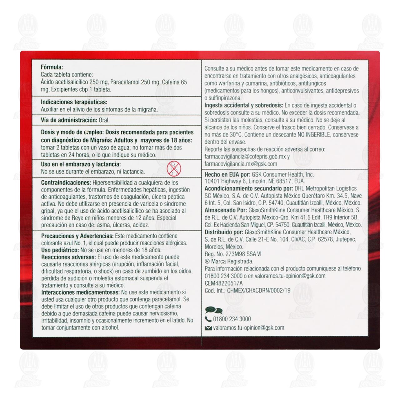 Excedrin Migra&ntilde;a 2 Frascos de 24 Tabletas c/u. image number 2