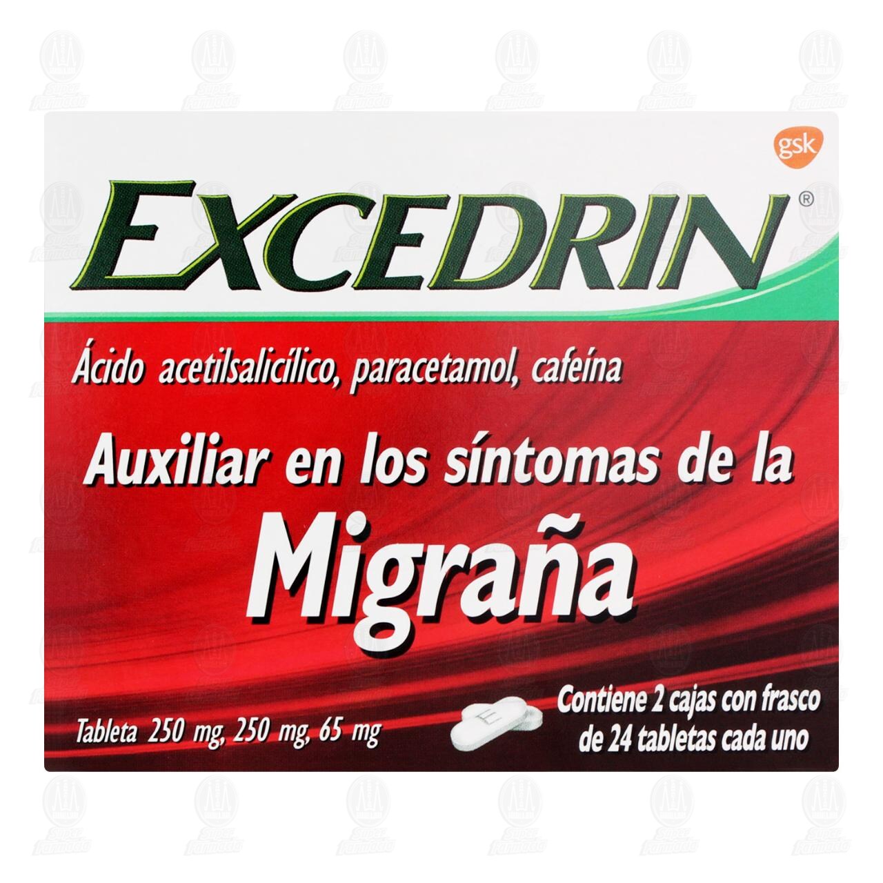 Excedrin Migra&ntilde;a 2 Frascos de 24 Tabletas c/u. image number 1