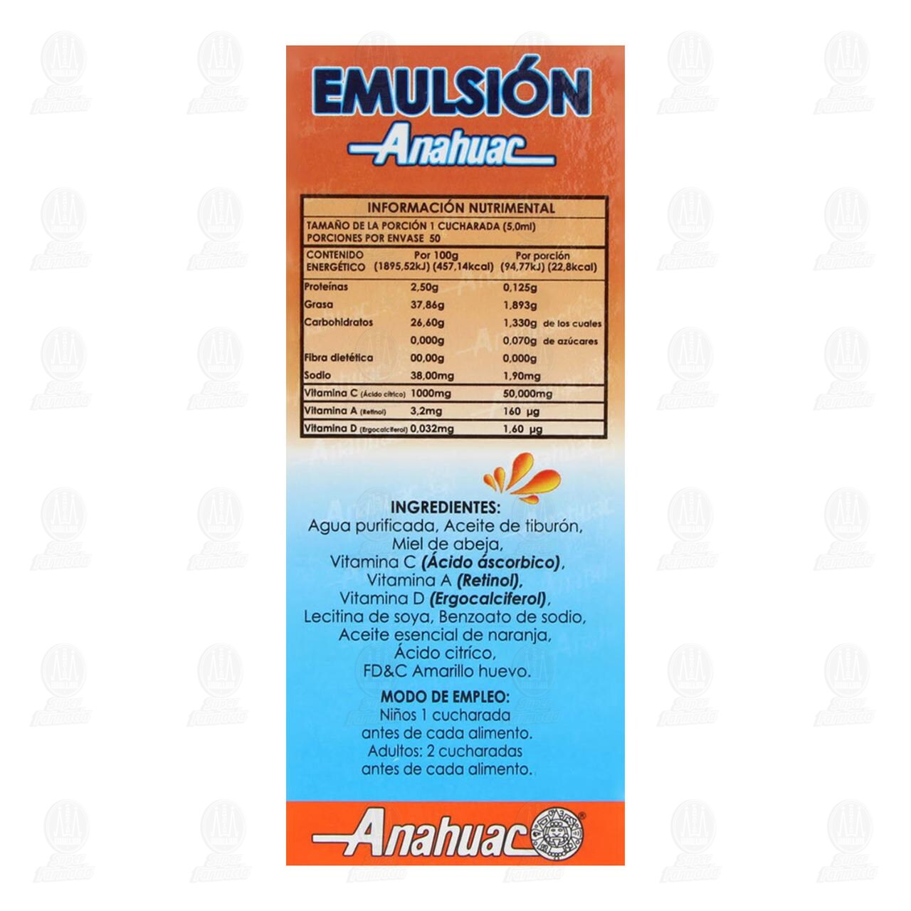 Emulsi&oacute;n Anahuac Sabor Naranja, 250 ml. image number 2