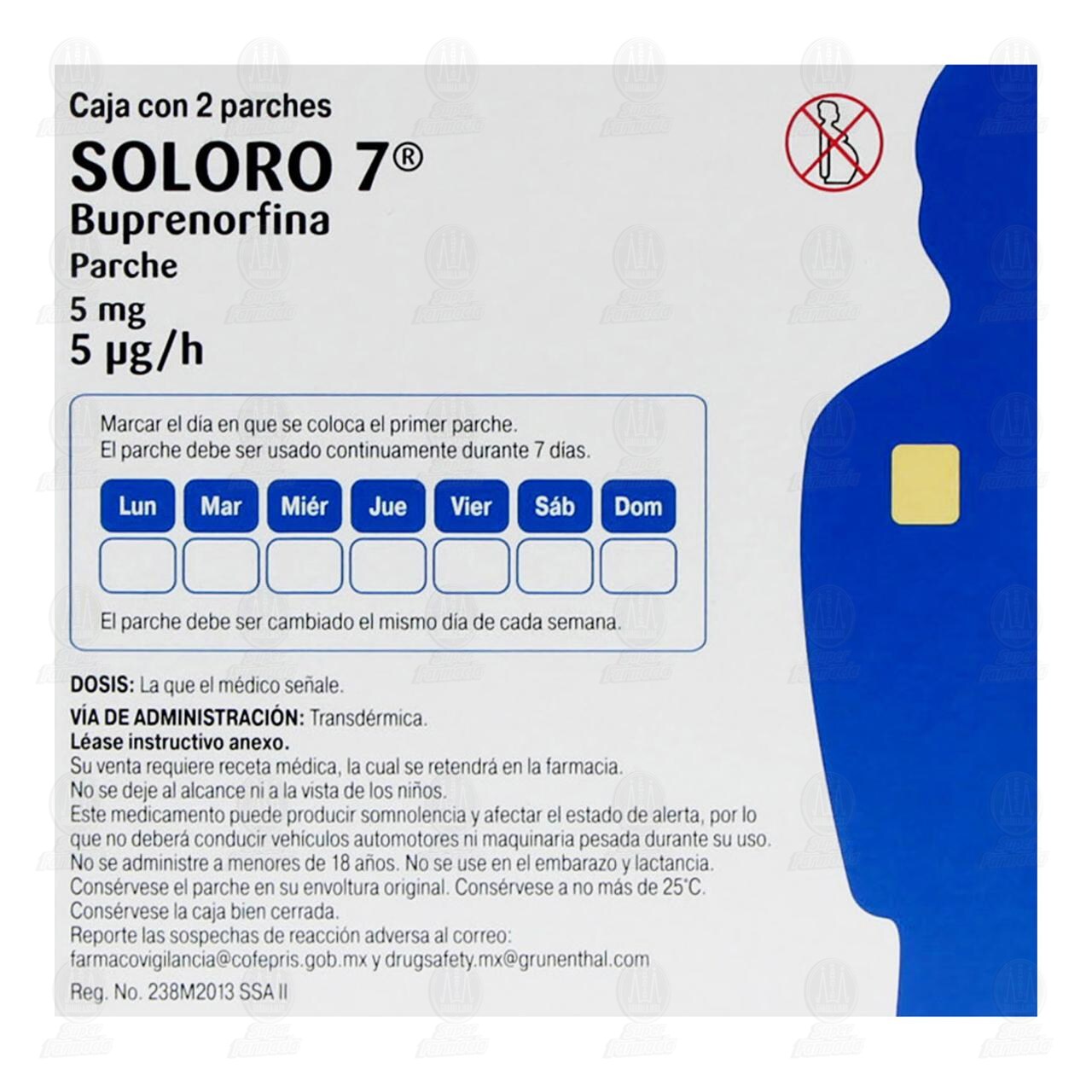 Soloro 7 5mg, 2 Parches. image number 2