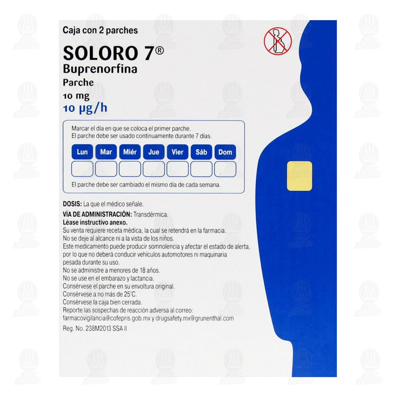 Soloro Soloro 7 10mg, 2 Parches. de SOLORO | Farmacias Guadalajara