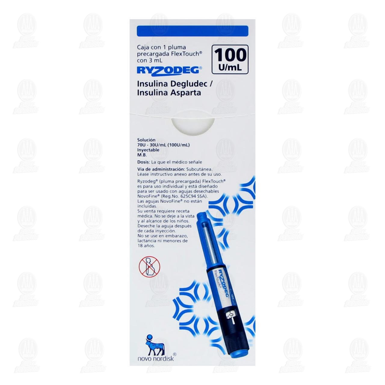 Ryzodeg FlexTouch 70U/30U/ml (100U/ml) Soluci&oacute;n Inyectable Pluma Precargada, 3 ml. image number 1