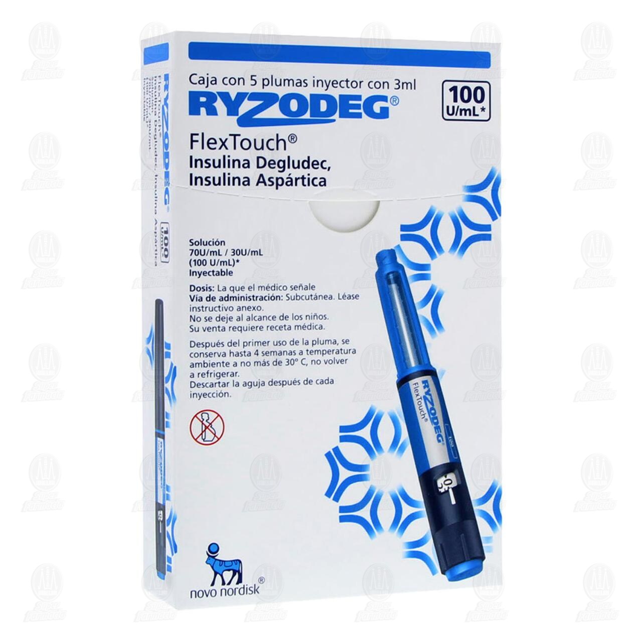 Ryzodeg FlexTouch 70U/30U/ml (100U/ml) Soluci&oacute;n Inyectable 5 Plumas Precargadas, 3 ml c/u. image number 0