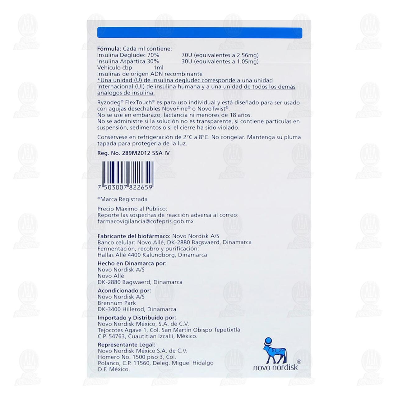 Ryzodeg FlexTouch 70U/30U/ml (100U/ml) Soluci&oacute;n Inyectable 5 Plumas Precargadas, 3 ml c/u. image number 2