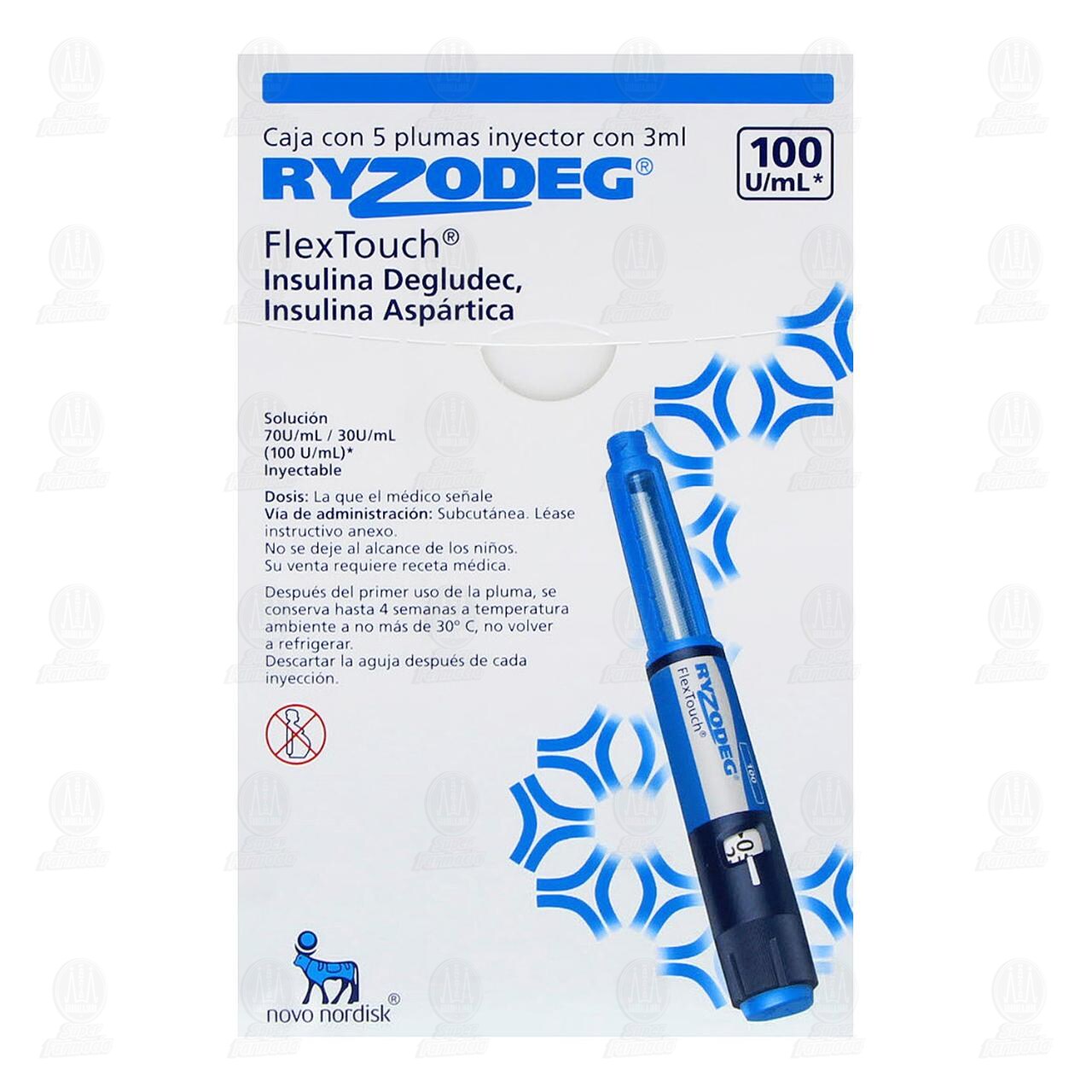 Ryzodeg FlexTouch 70U/30U/ml (100U/ml) Soluci&oacute;n Inyectable 5 Plumas Precargadas, 3 ml c/u. image number 1