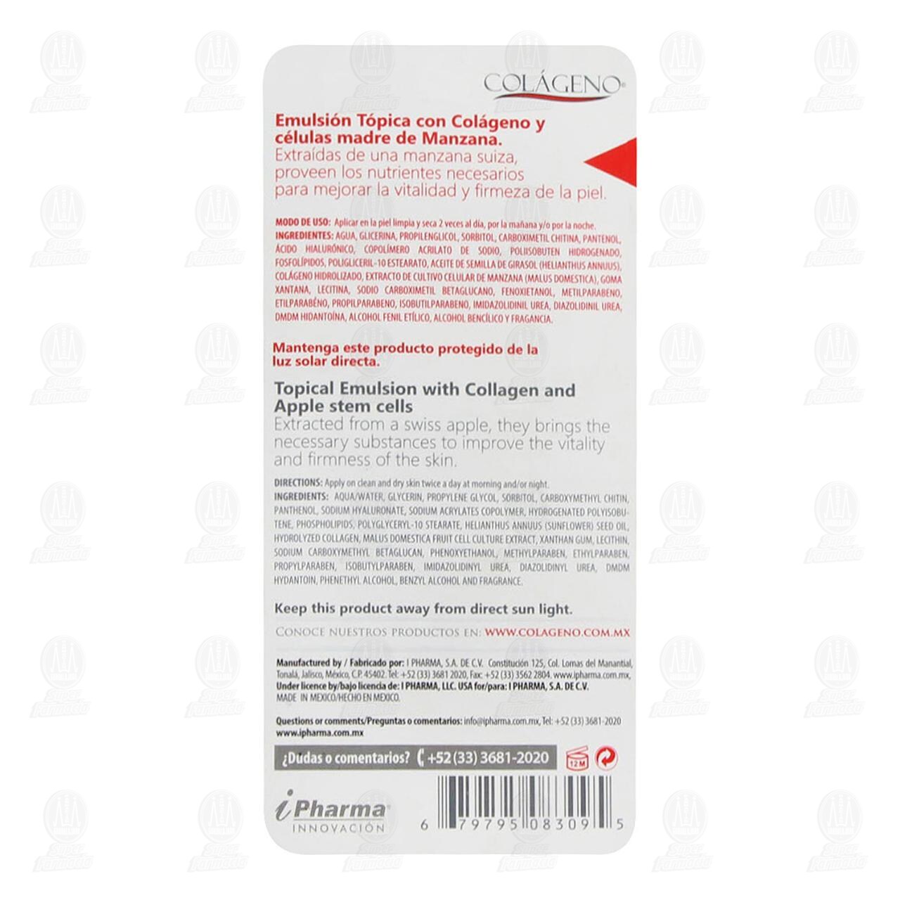 Emulsi&oacute;n T&oacute;pica Col&aacute;geno Ipharma C&eacute;lulas Madre, 30 ml. image number 1