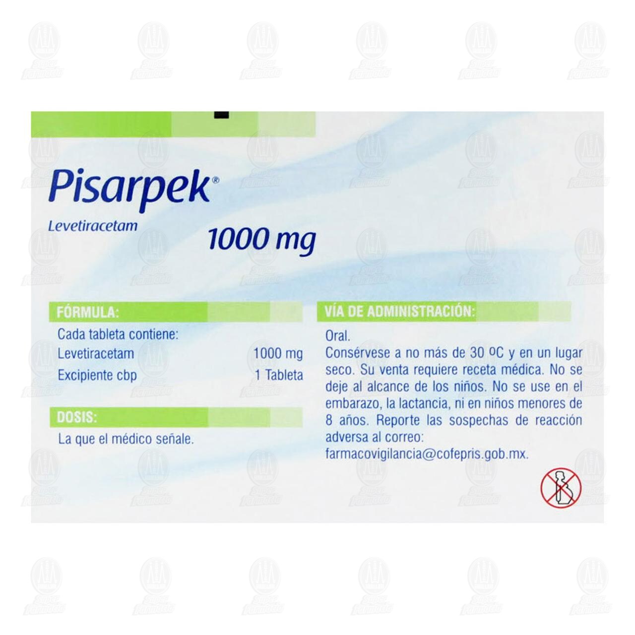 Pisarpek 1000 mg, 30 Tabletas. image number 2