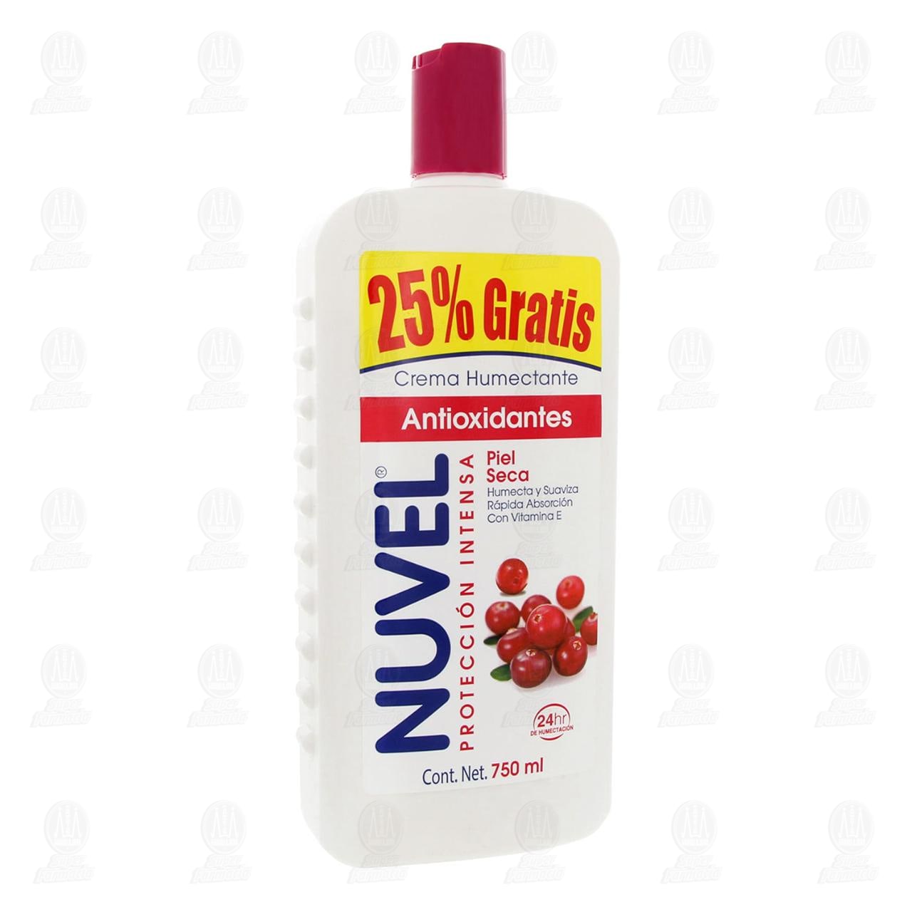 Imagen para Crema corporal humectante Nuvel Protección Intensa con Antioxidantes, humectación durante 24 horas, humecta y suaviza la piel seca, es de rápida absorción y con vitamina E. Envase con 750 mililitros (