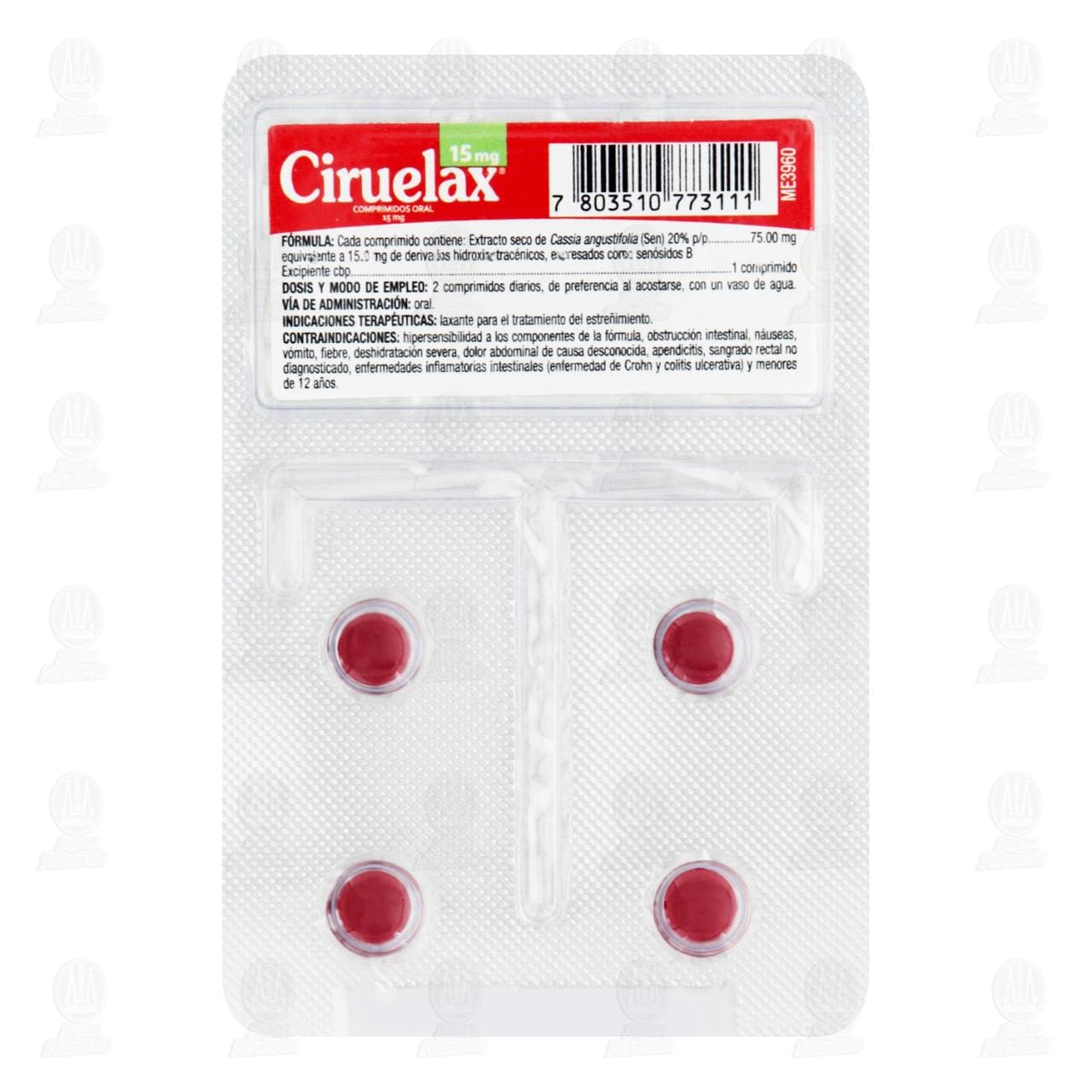Imagen para Ciruelax 15 mg, 4 Comprimidos.