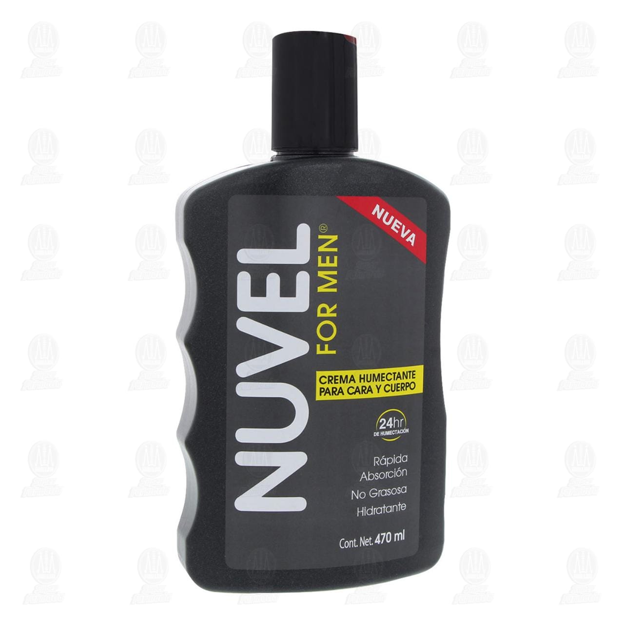 Imagen para Crema corporal humectante Nuvel For Men, rápida absorción, ideal para cara y cuerpo, humectación que dura 24 horas. Envase con 470 mililitros.