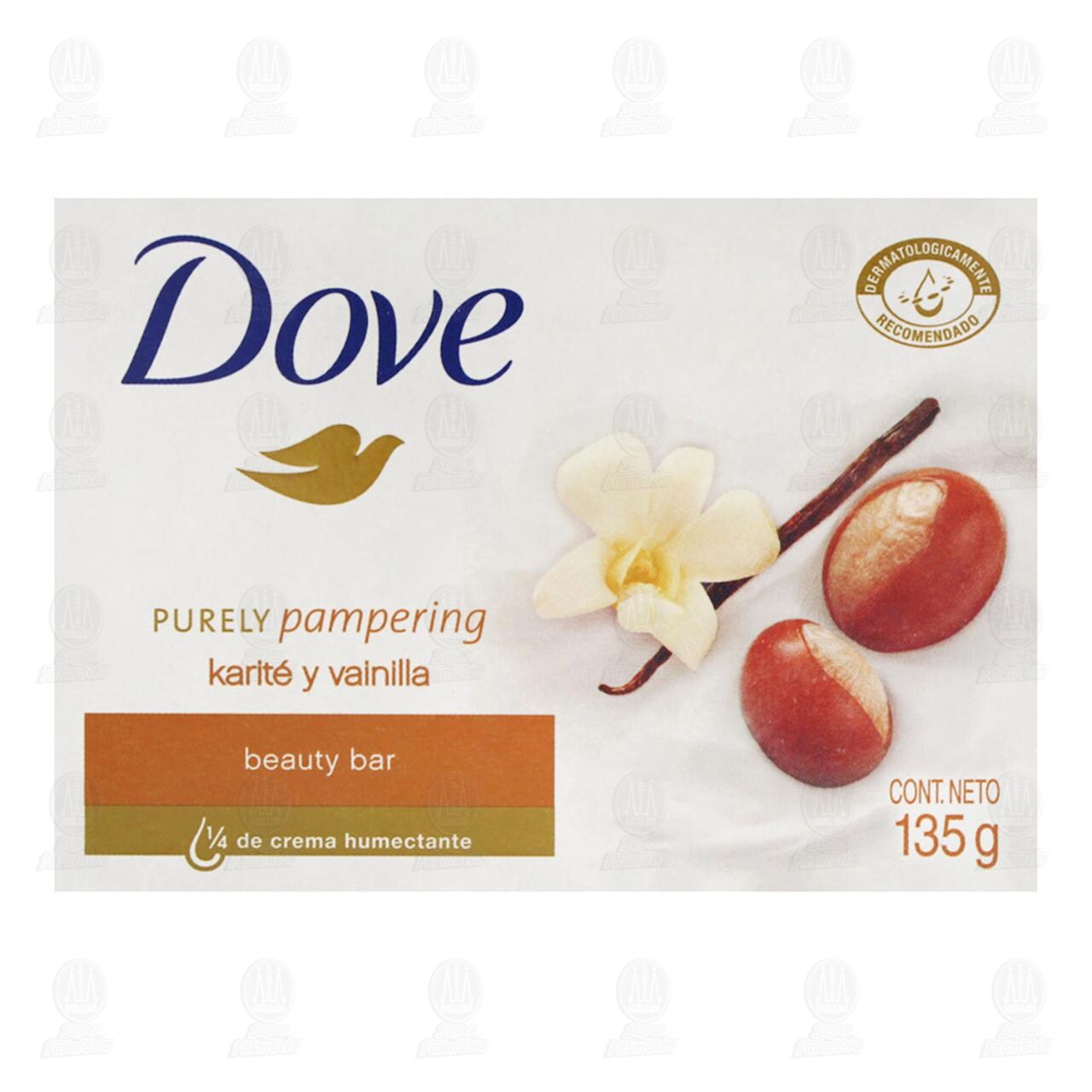 Jab&oacute;n de Tocador Dove Purely Pampering Karit&eacute; y Vainilla con Crema, 135 gr. image number 1