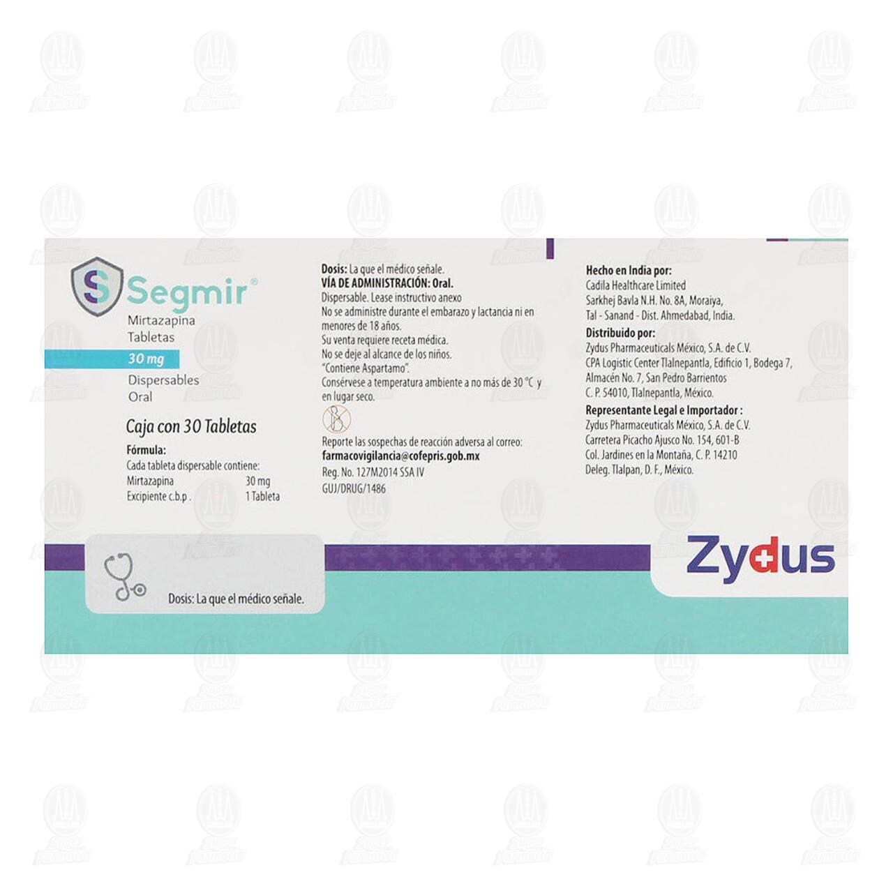 Segmir 30 mg, 30 Tabletas. image number 2