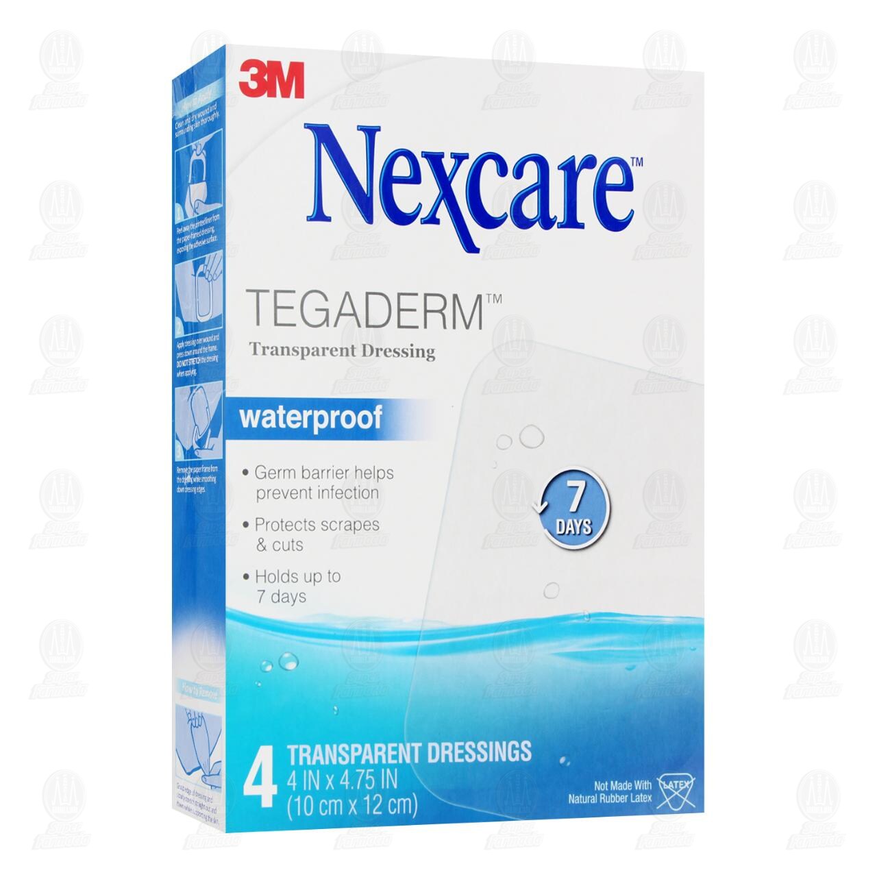 3M Tegaderm Ap&oacute;sito Impermeable Transparente 10cm x 12cm, 4 pzas.