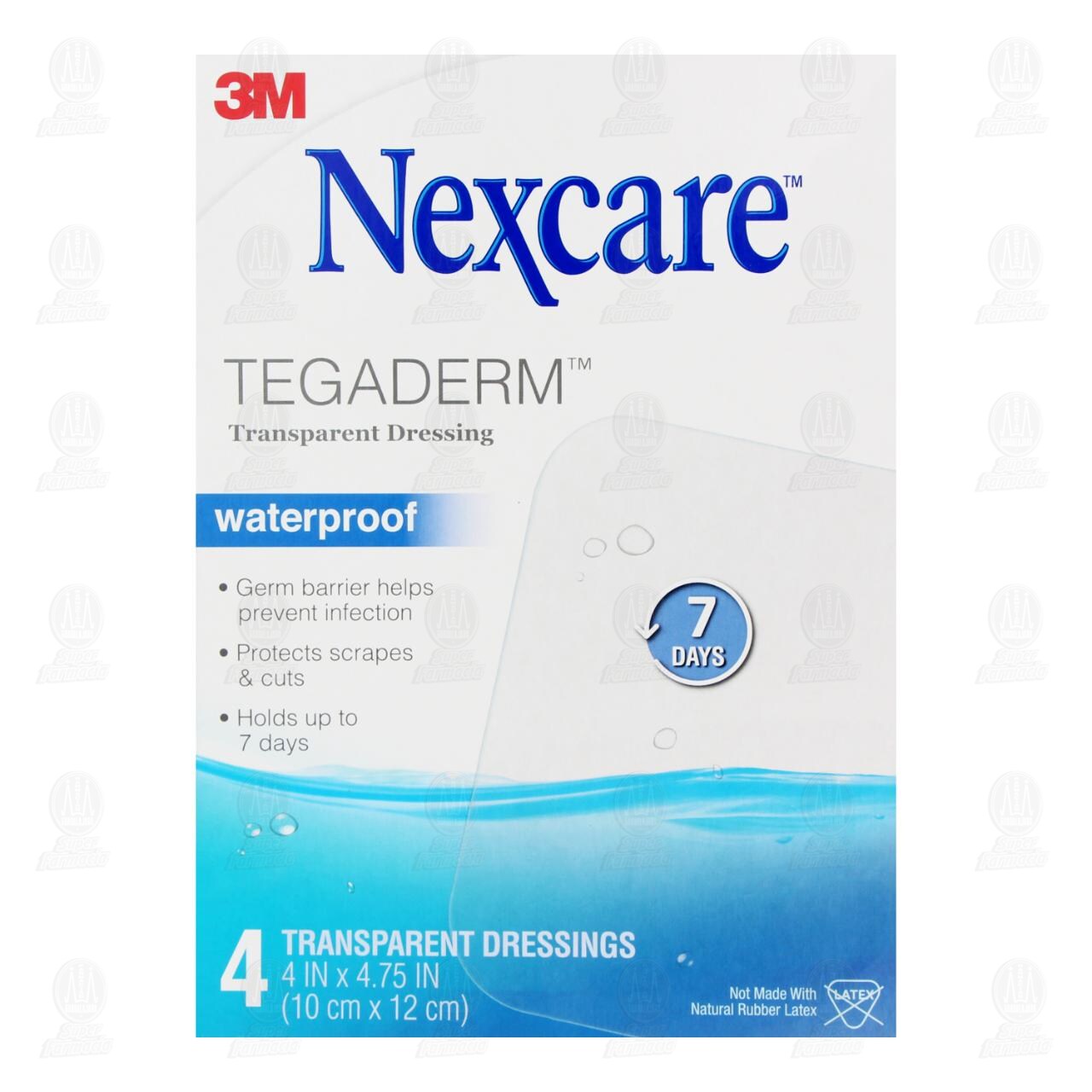 3M Tegaderm Ap&oacute;sito Impermeable Transparente 10cm x 12cm, 4 pzas. image number 1