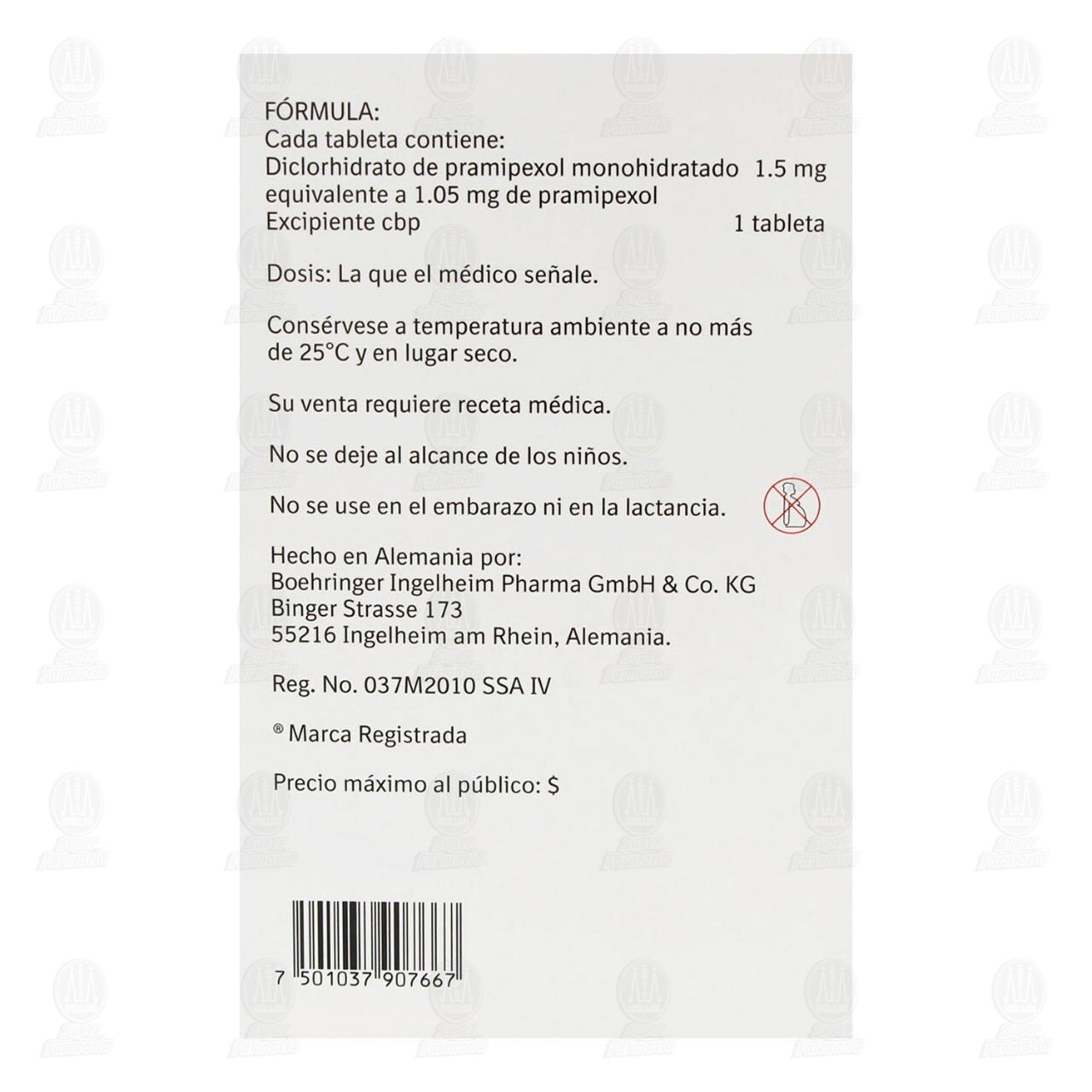 Sifrol ER 1.5 mg, 30 Tabletas. image number 2