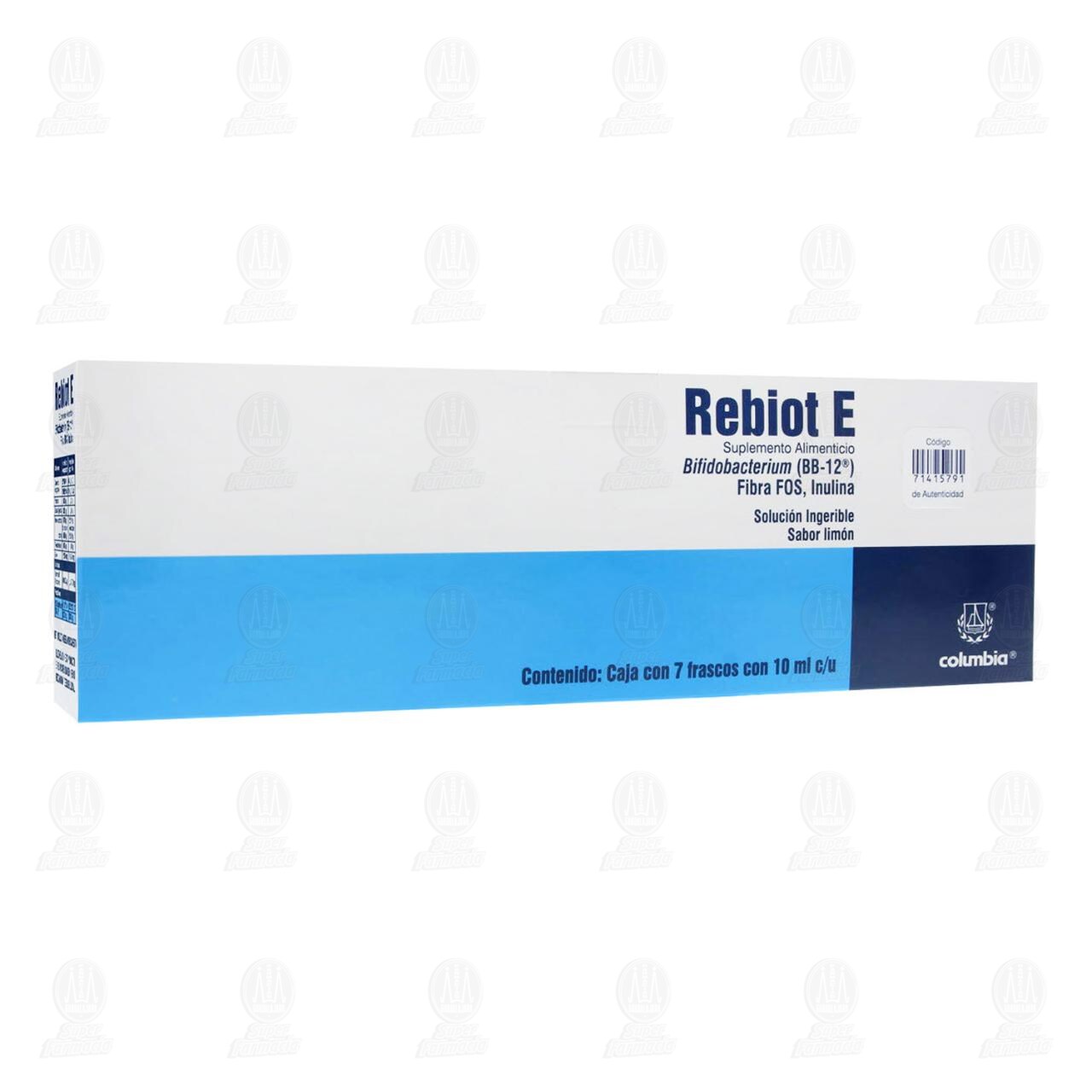 Rebiot E Suplemento Alimenticio Solución Ingerible Sabor Limón, 7 Frascos con 10 ml c/u.