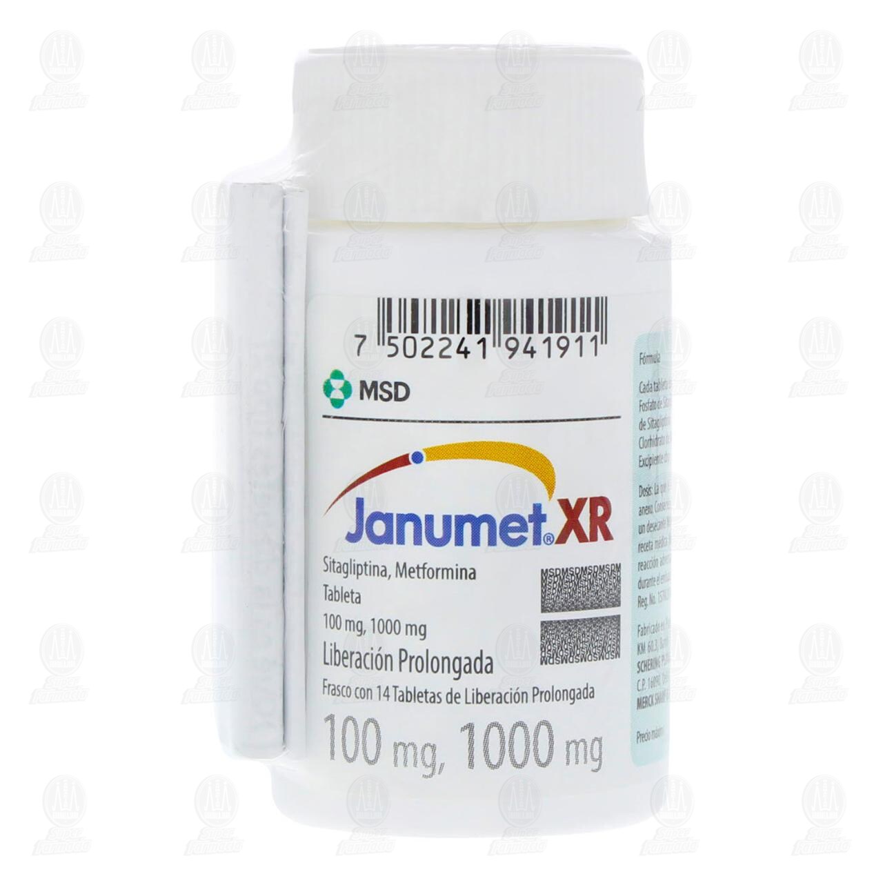 Janumet XR 100mg/1000mg, 14 Tabletas. image number 1