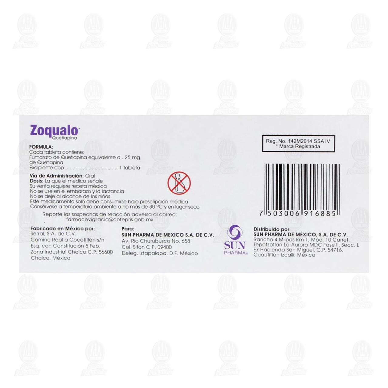Zoqualo 25 mg, 28 Tabletas. image number 2