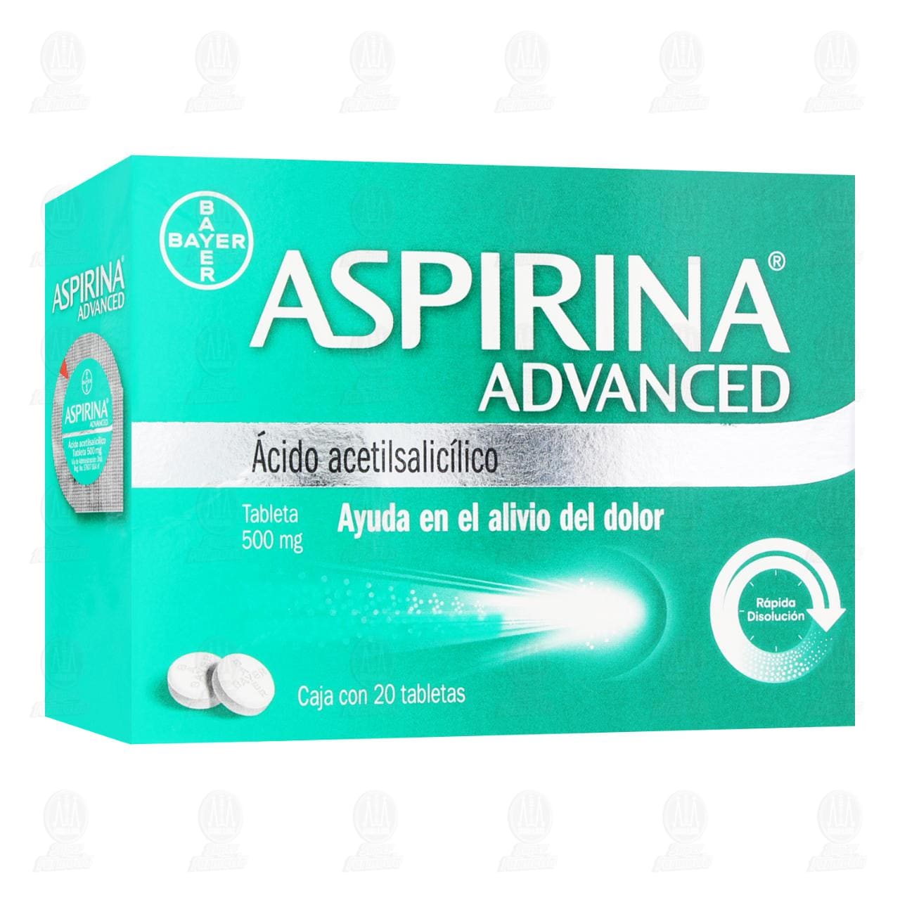 Aspirina Advanced 500 mg, 20 Tabletas. image number 0