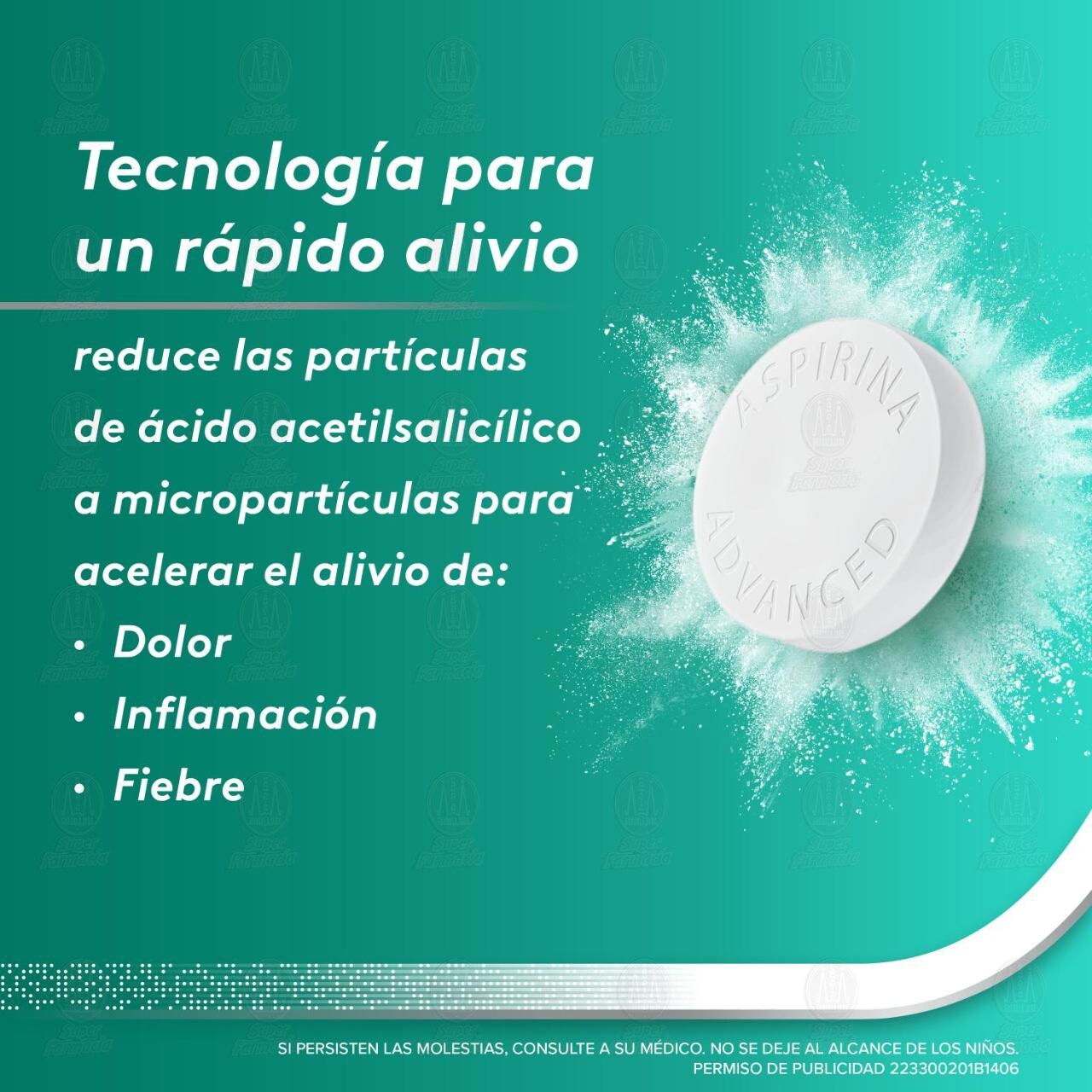 Aspirina Advanced 500 mg, 20 Tabletas. image number 4