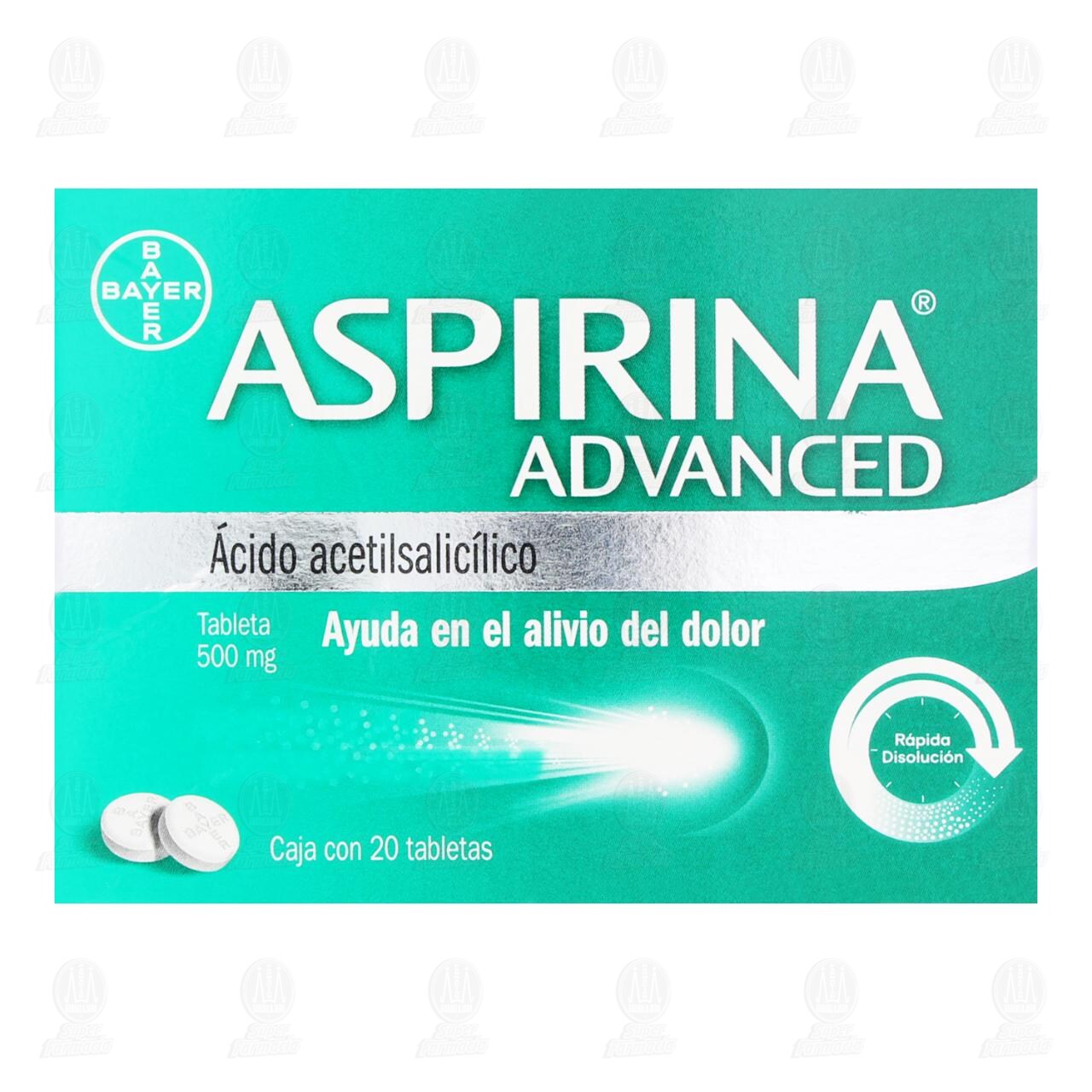 Aspirina Advanced 500 mg, 20 Tabletas. image number 1