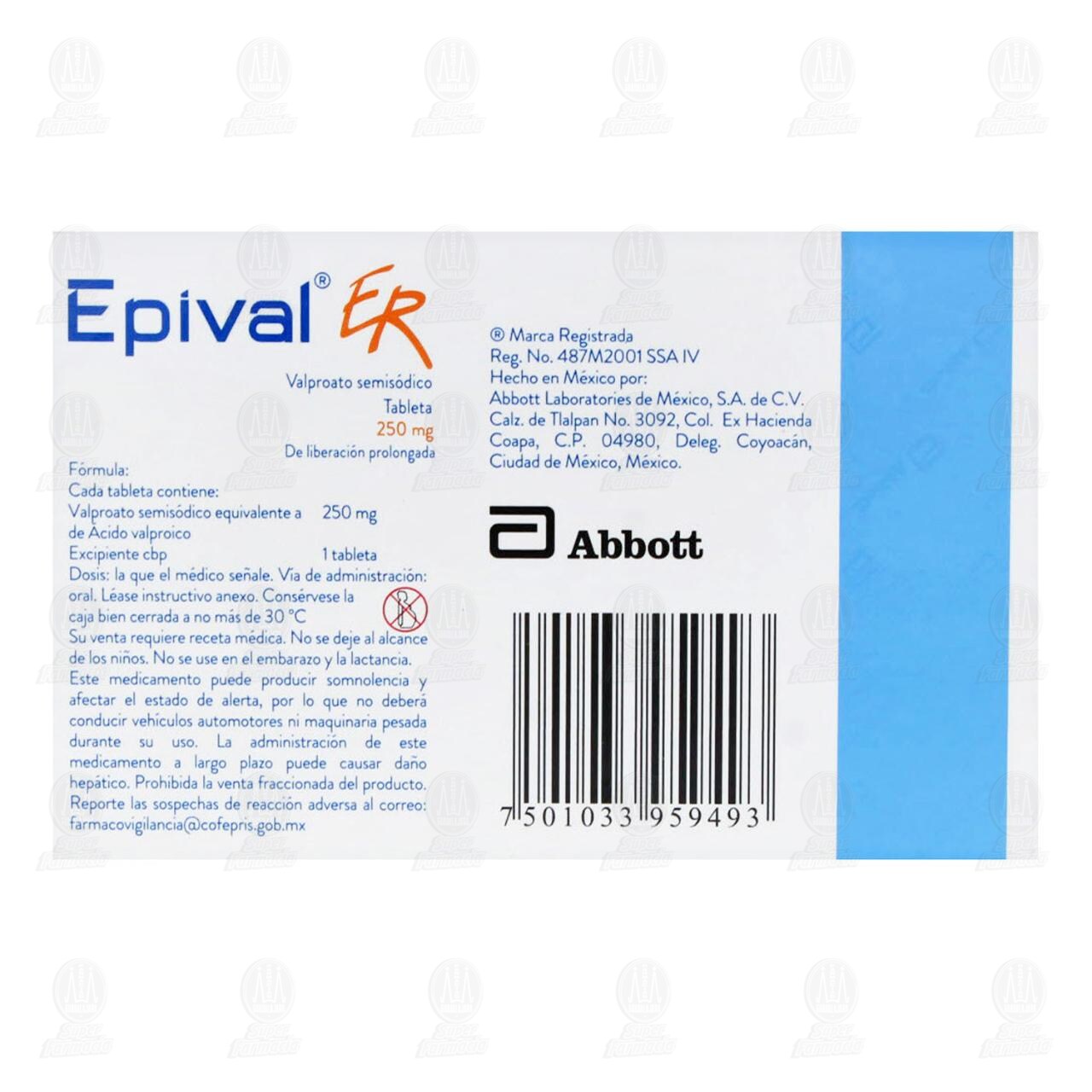 Epival ER 250 mg, 30 Tabletas. image number 2