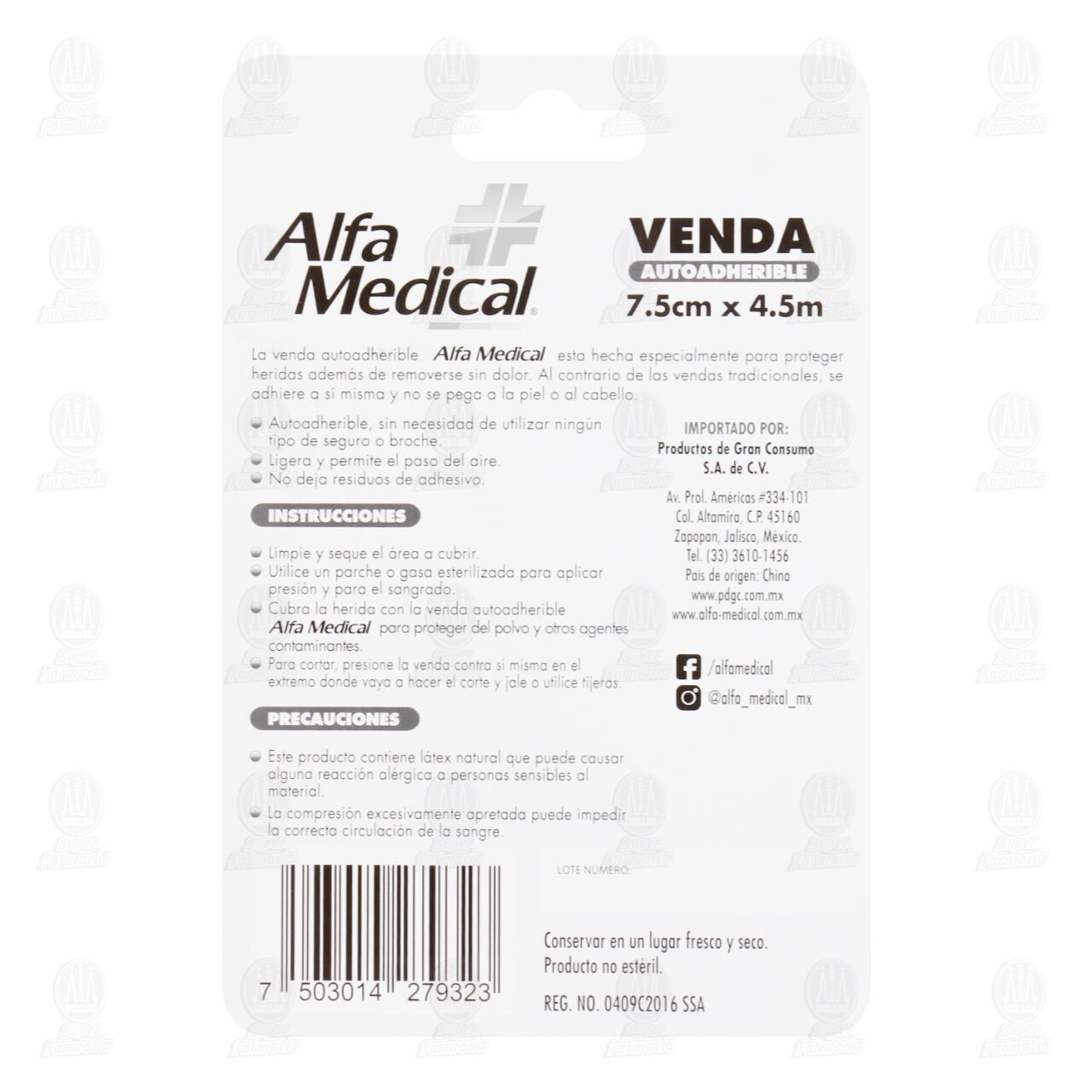 Venda Autoadherible Alfa Medical Color Piel 7.5cm x 4.5m, 1 pz. image number 1