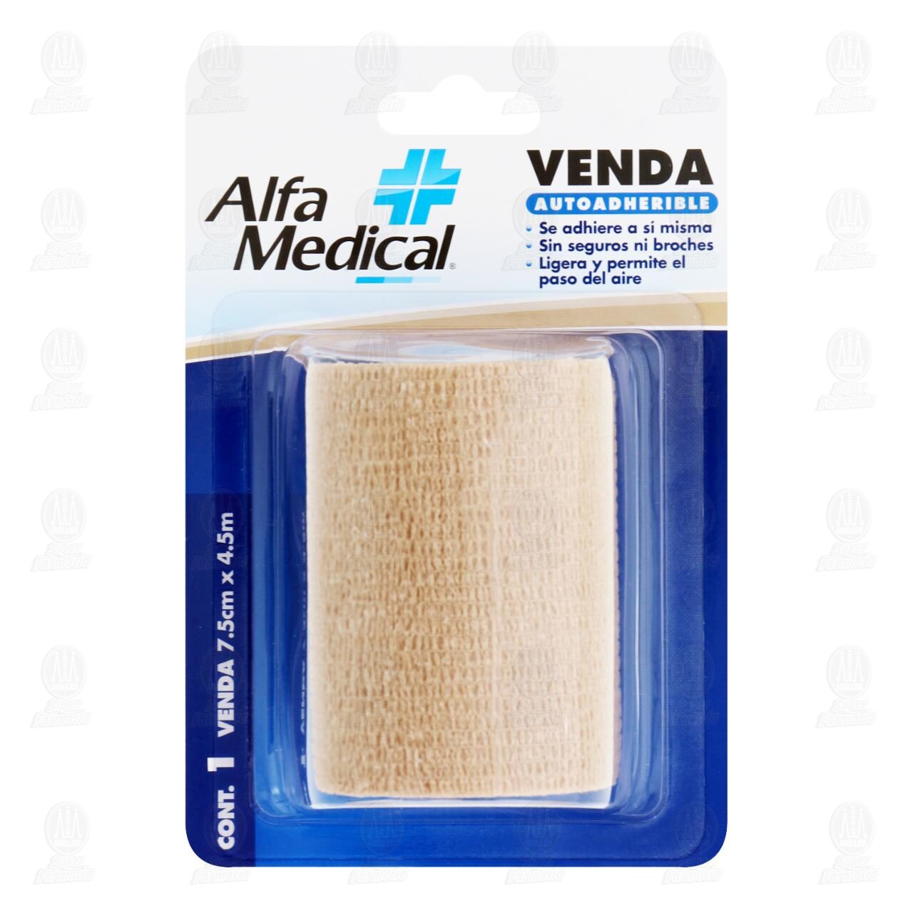 Venda Autoadherible Alfa Medical Color Piel 7.5cm x 4.5m, 1 pz.