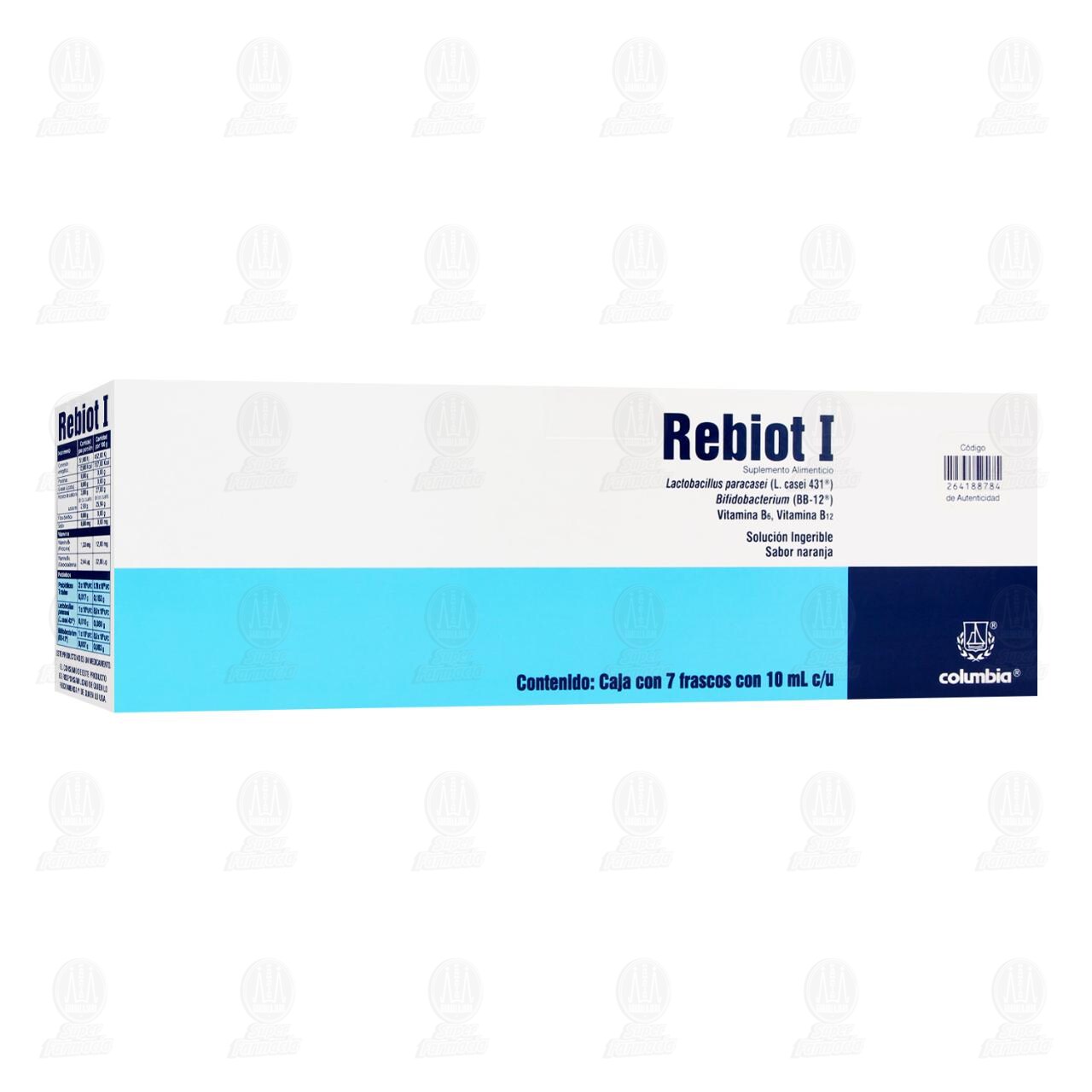 Rebiot I Soluci&oacute;n Ingerible Sabor Naranja, 7 Frascos de 10 ml c/u. image number 0