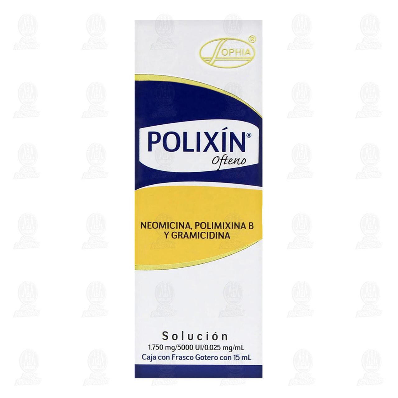Polix&iacute;n Ofteno 1.750mg/5000UI/0.025mg/ml Soluci&oacute;n Gotas, 15 ml. image number 1