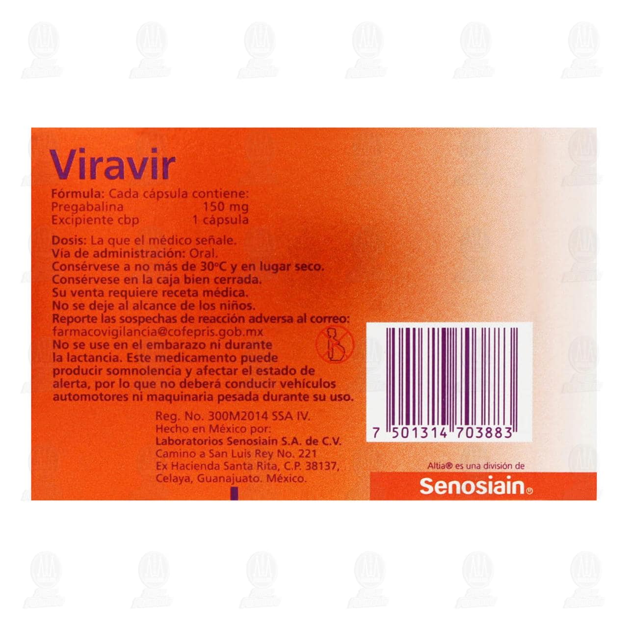 Viravir 150 mg, 28 C&aacute;psulas. image number 2