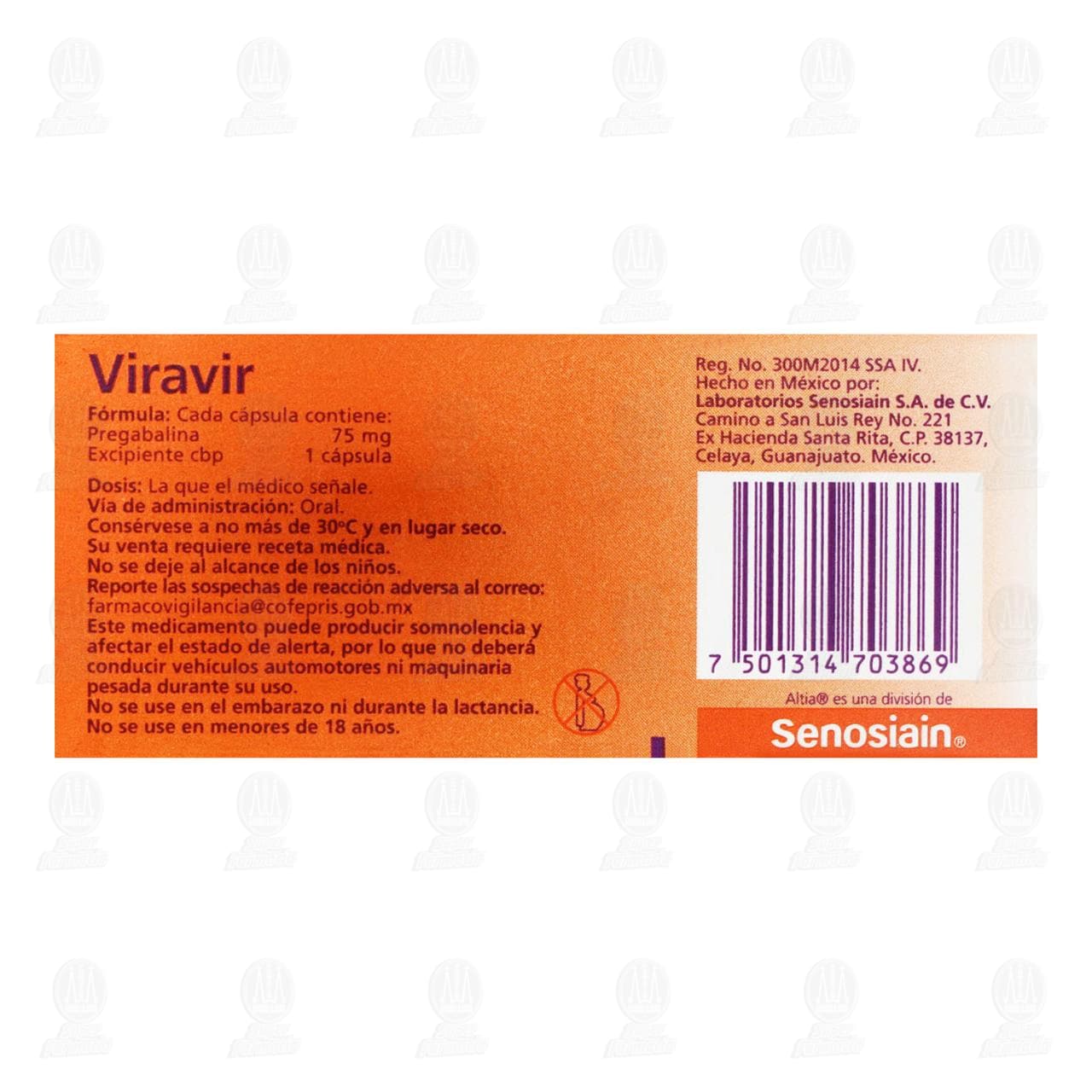 Viravir 75 mg, 28 C&aacute;psulas. image number 2