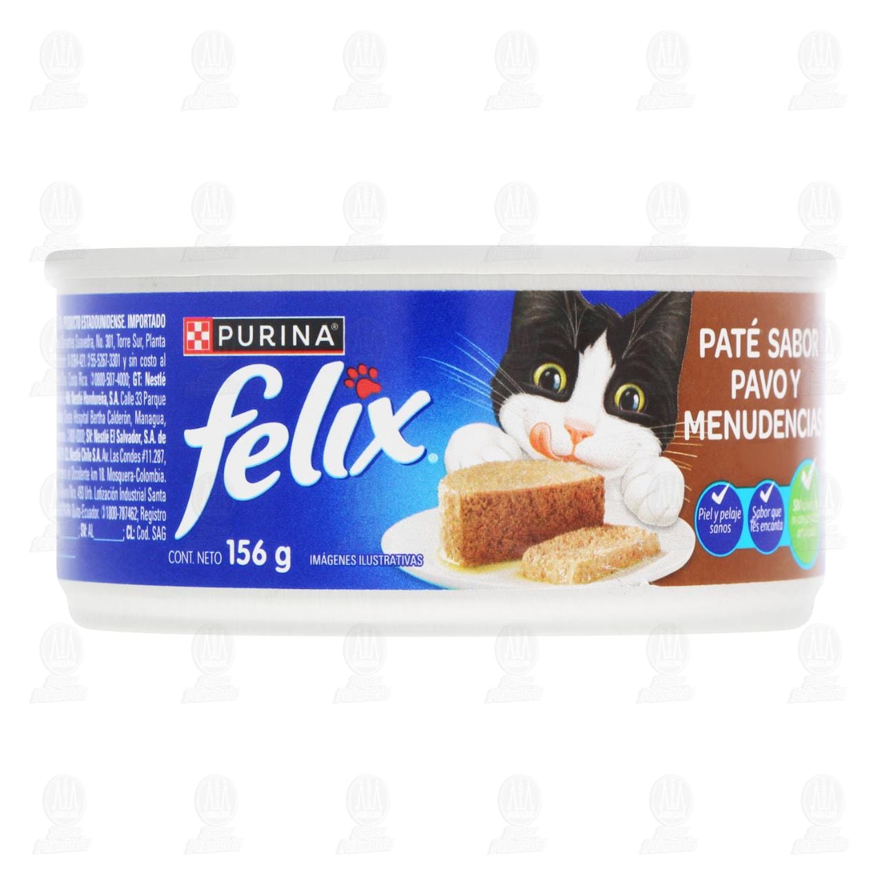 Alimento H&uacute;medo para Gato Felix Purina Pat&eacute; Sabor Pavo y Menudencias, 156 gr.