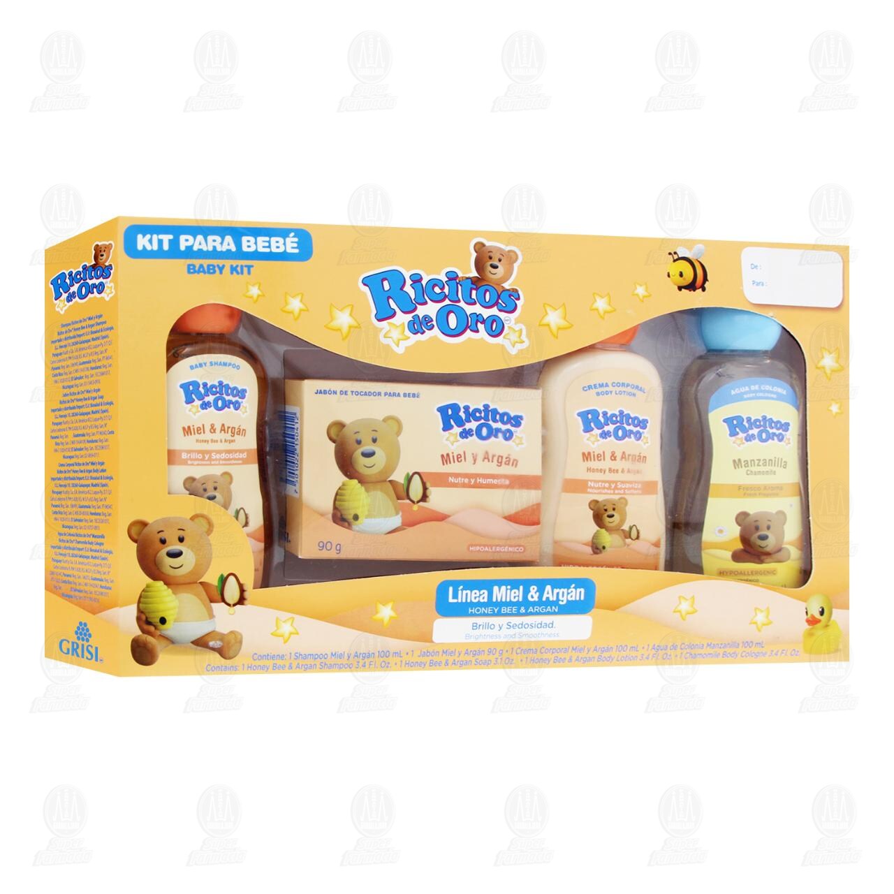 Ricitos de Oro Kit para Bebé Línea Miel & Argán, 4 pzas.