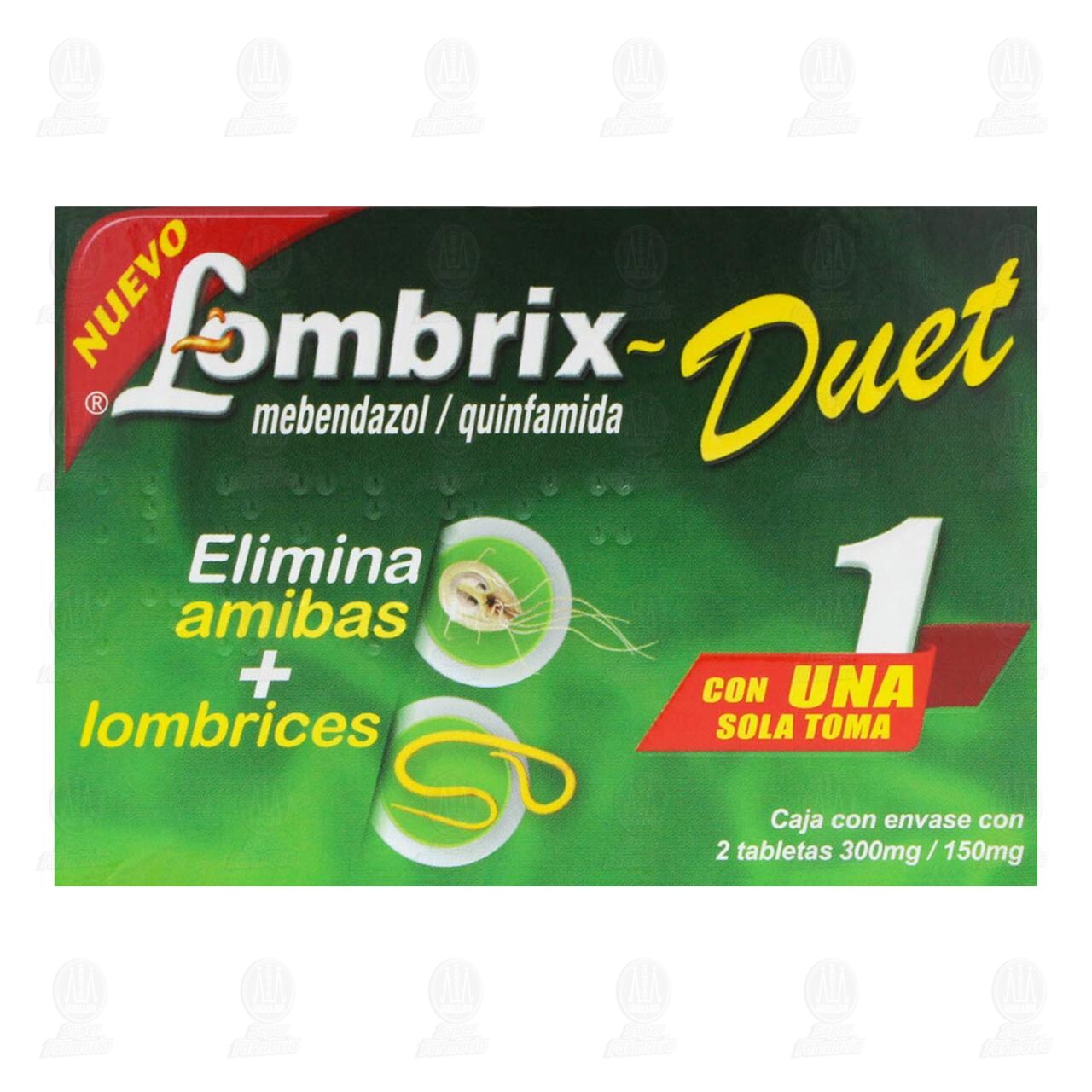 Lombrix Duet 300mg/150mg, 2 Tabletas. image number 1