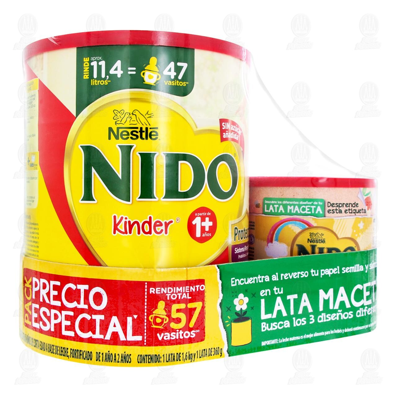 Pack Nido Kinder 1+ Precio Especial de 1.6 kg + 360 gr, 2 pzas.