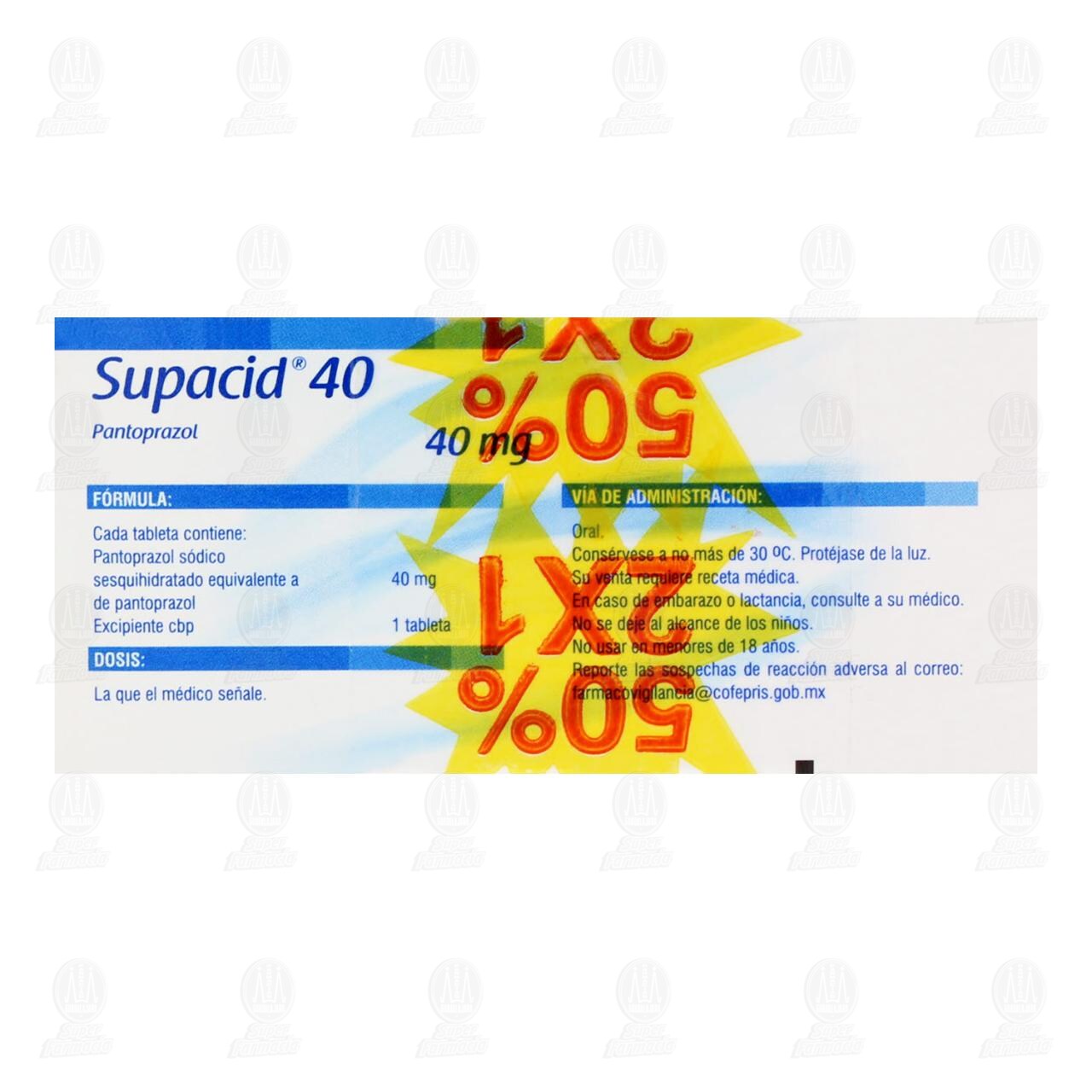 Supacid 40 mg 2X1, 2 Cajas de 14 Tabletas C/U. image number 2