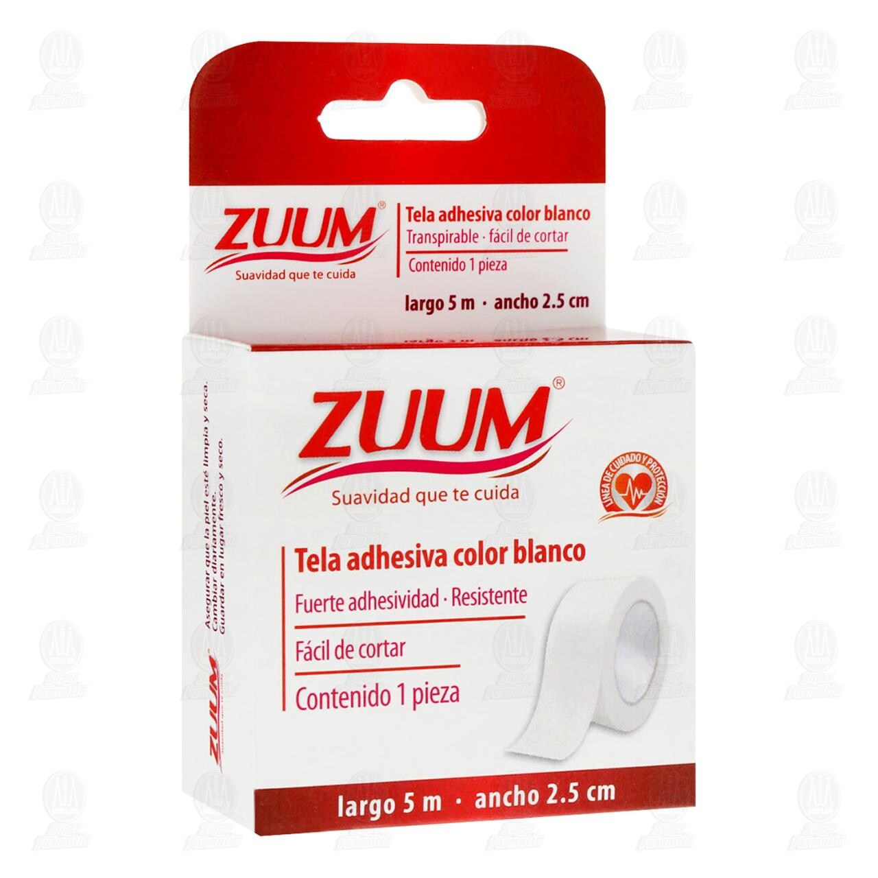 Tela Adhesiva Zuum Color Blanco 2.5cm x 5m, 1 pz. image number 0